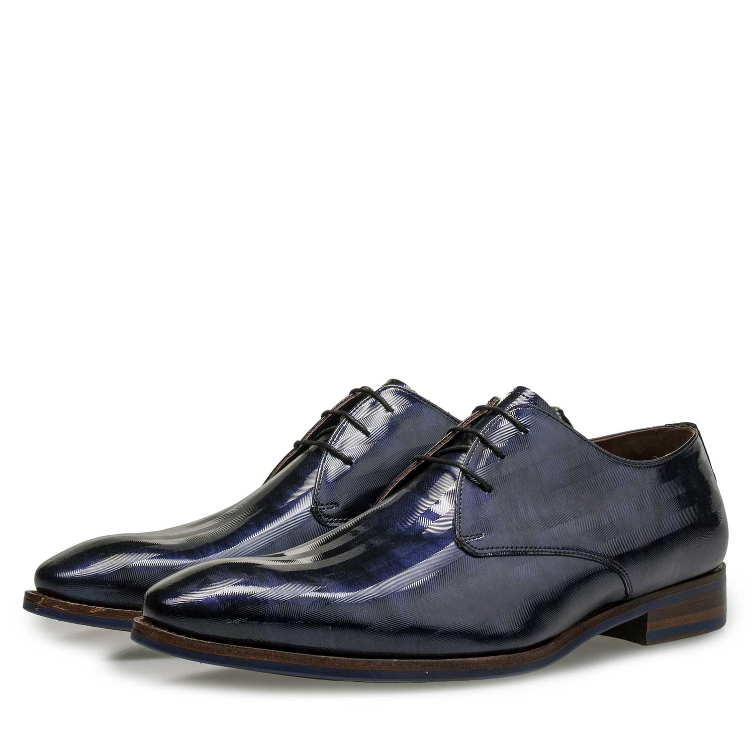18066/02 - Blue Premium patent leather lace shoe 18066/02 - Blue Premium patent leather lace shoe
