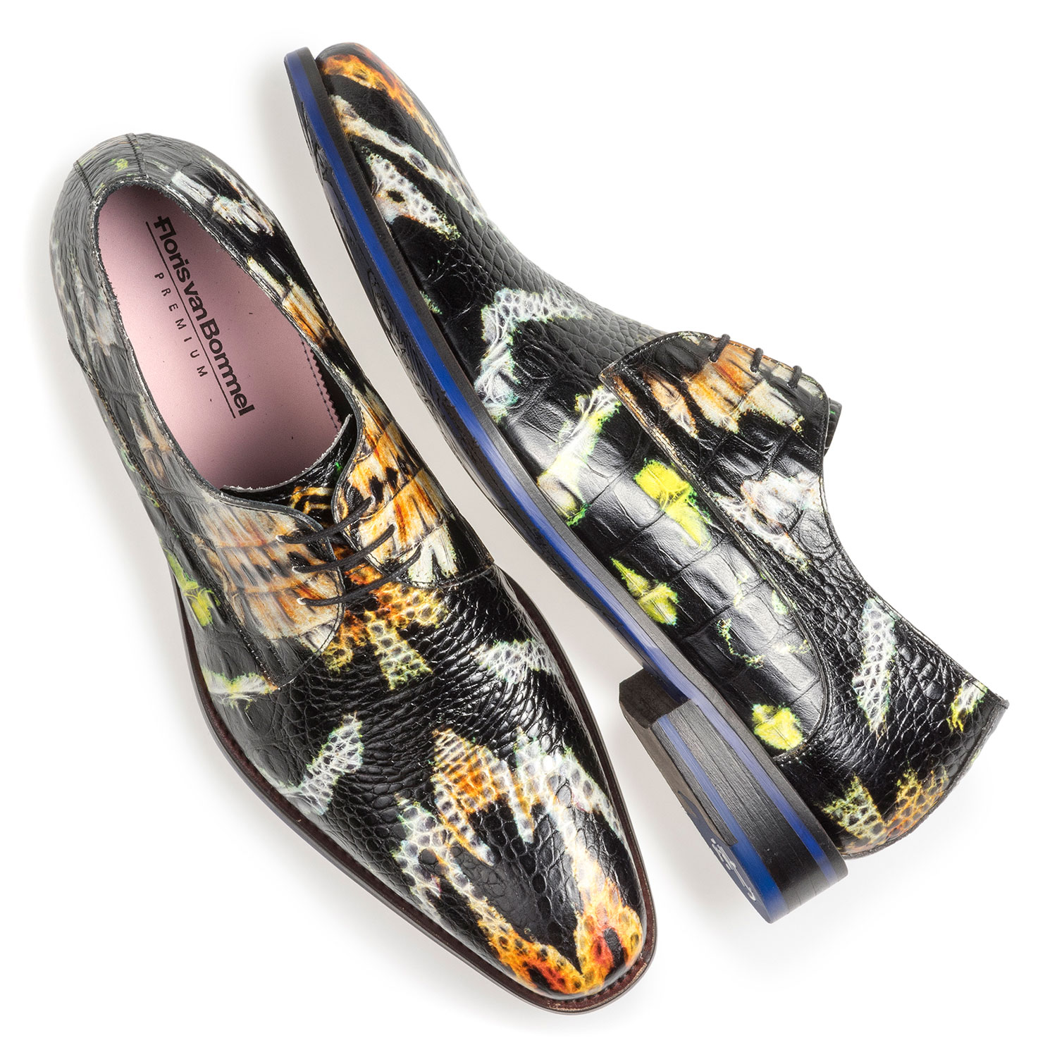 18204/01 - Premium orange and yellow leather lace shoe 18204/01 - Premium orange and yellow leather lace shoe