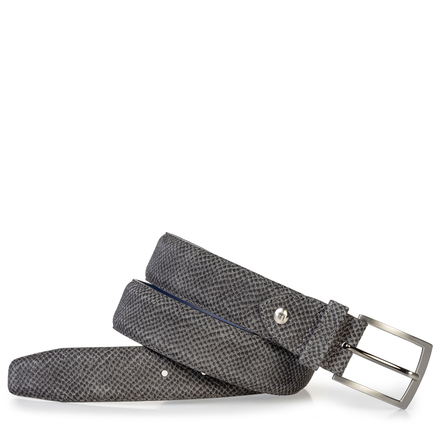 75203/20 - Suede leather belt grey with print 75203/20 - Suede leather belt grey with print