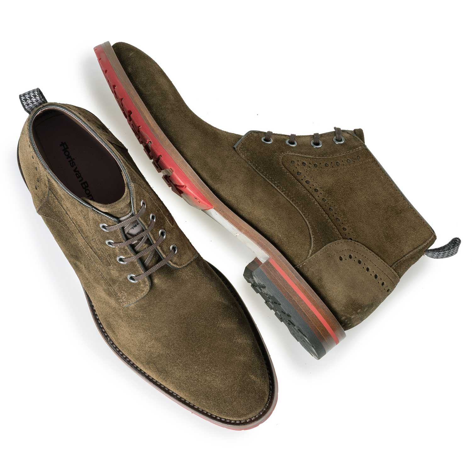 10317/05 - Brown/Olive green suede leather lace shoe 10317/05 - Brown/Olive green suede leather lace shoe