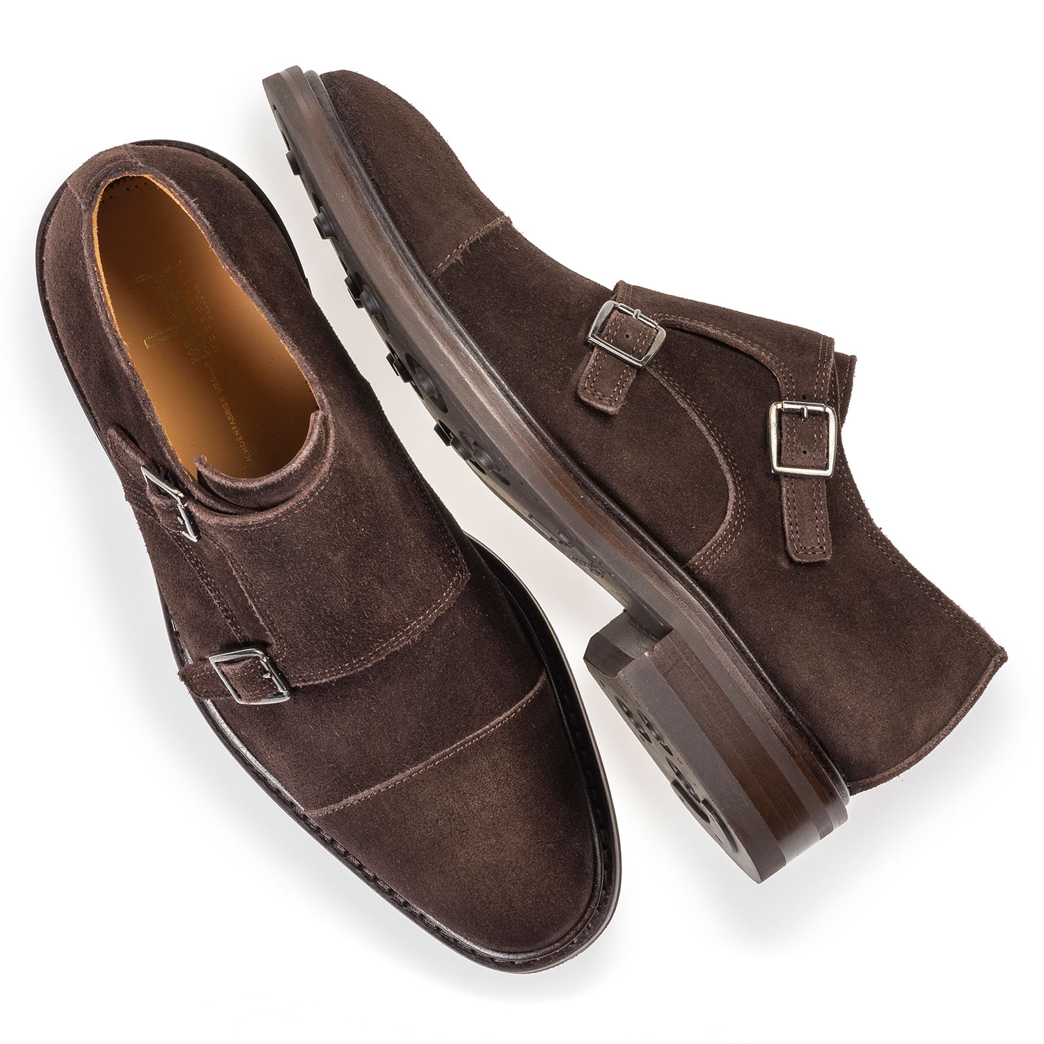 12079/00 - Dark brown suede leather double monk 12079/00 - Dark brown suede leather double monk