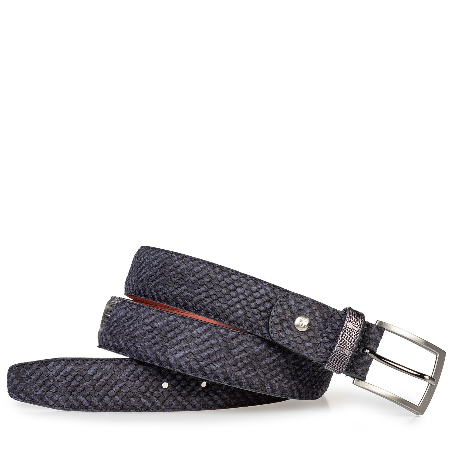 75188/78 - Suede leather belt blue with black print 75188/78 - Suede leather belt blue with black print