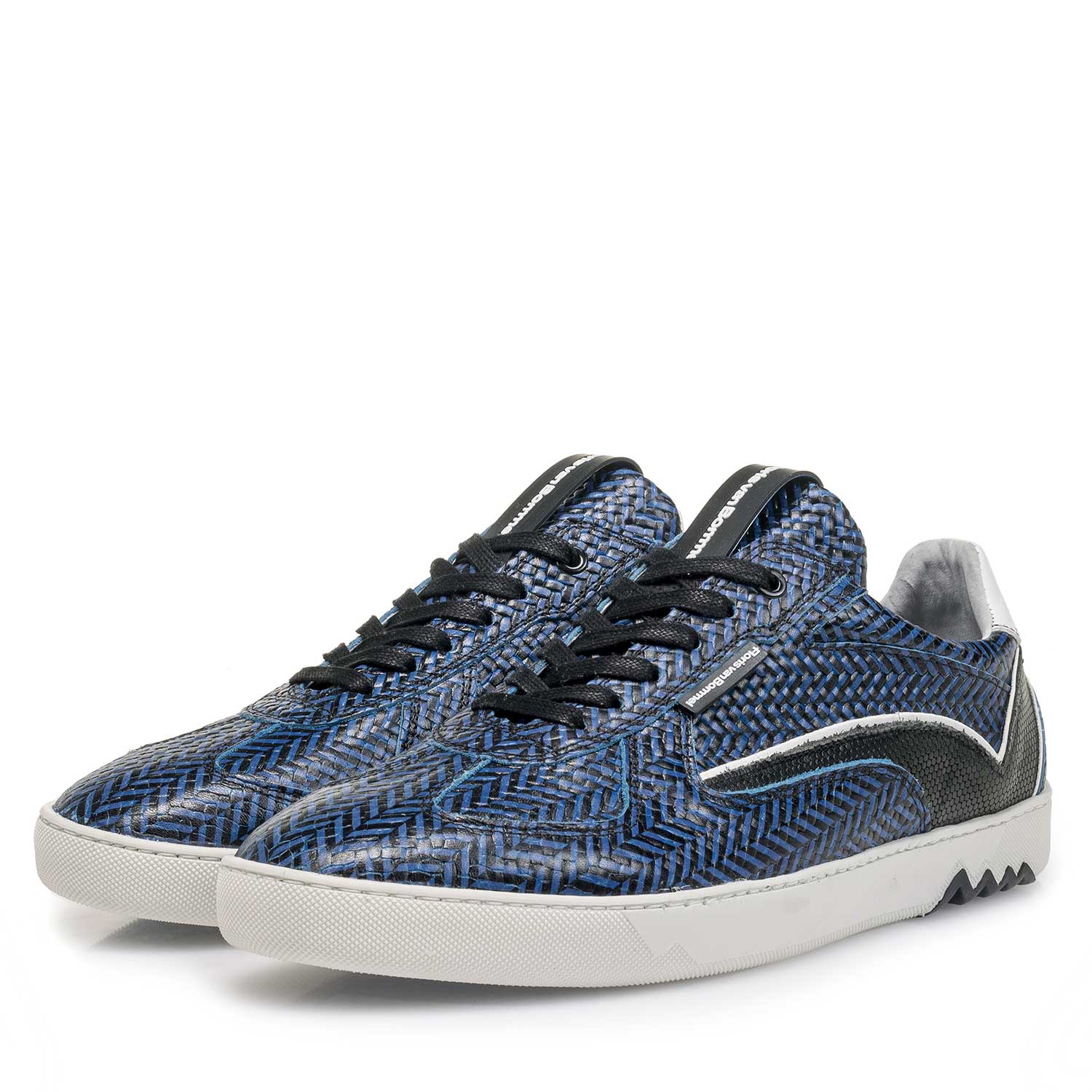 16342/06 - Blue leather sneaker with a herringbone pattern 16342/06 - Blue leather sneaker with a herringbone pattern