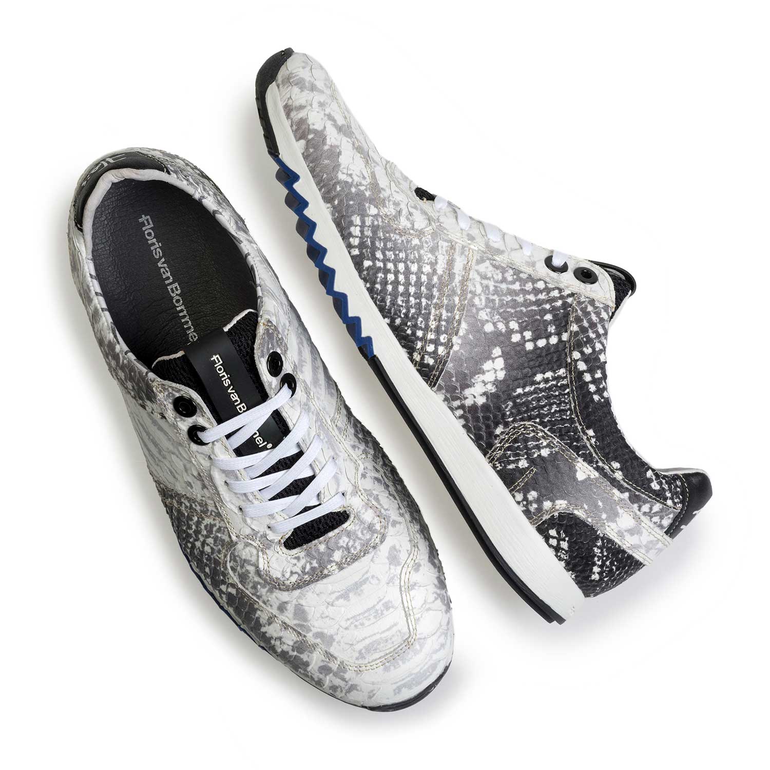 16227/13 - Grey leather sneaker with snake print 16227/13 - Grey leather sneaker with snake print