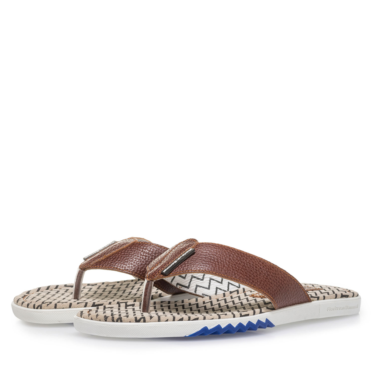 20201/10 - Cognac-coloured calf leather thong slipper 20201/10 - Cognac-coloured calf leather thong slipper