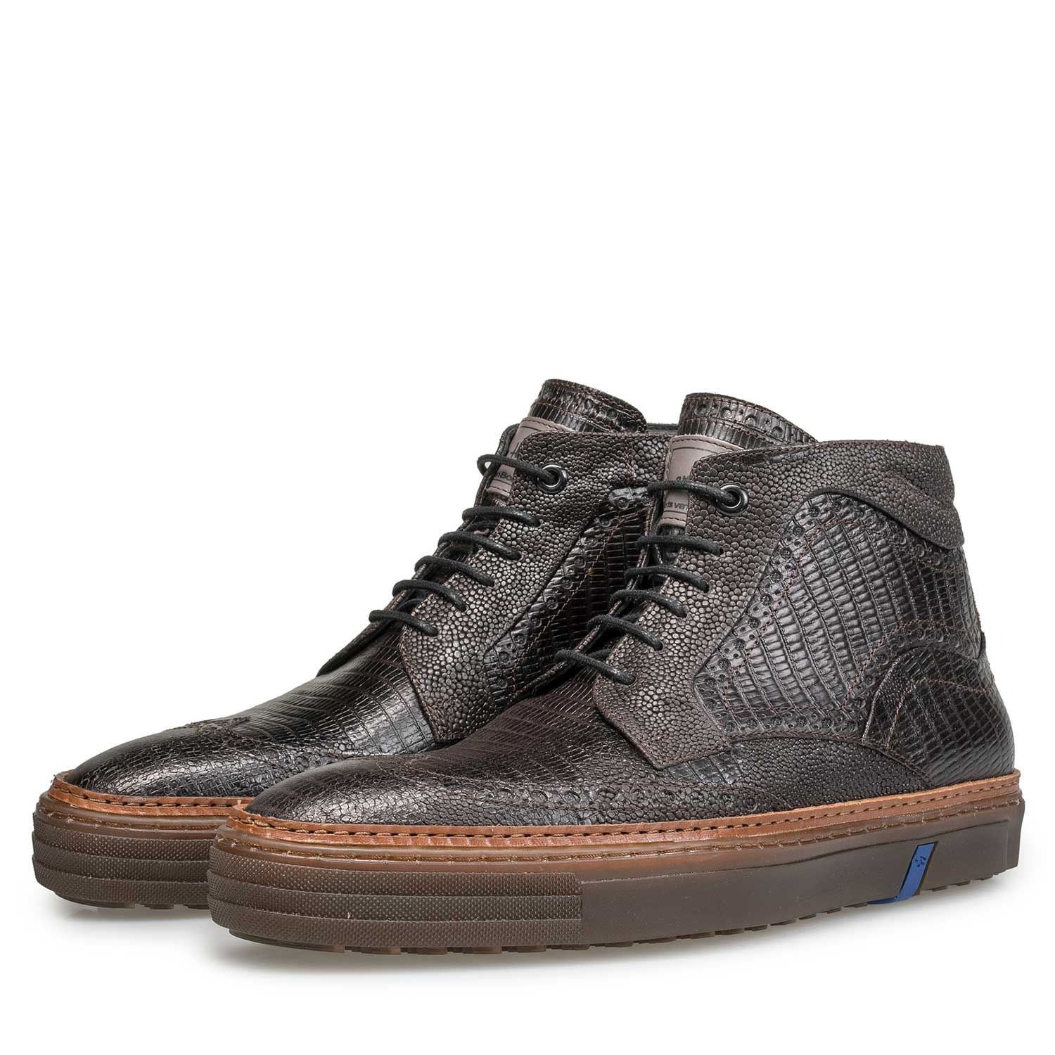 10080/10 - Mid-high darkbrown brogue sneaker 10080/10 - Mid-high darkbrown brogue sneaker