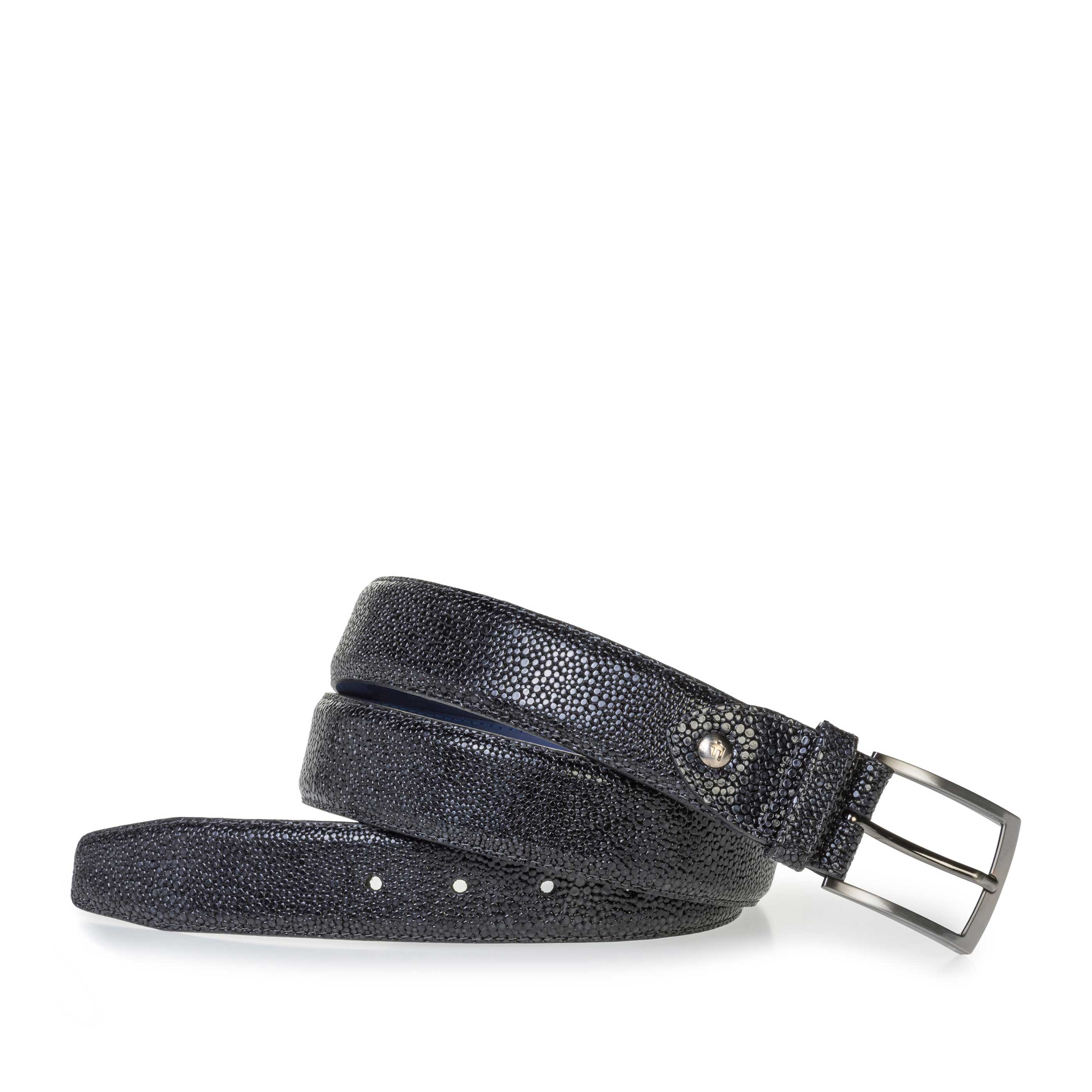 75200/91 - Blue leather belt with metallic print 75200/91 - Blue leather belt with metallic print