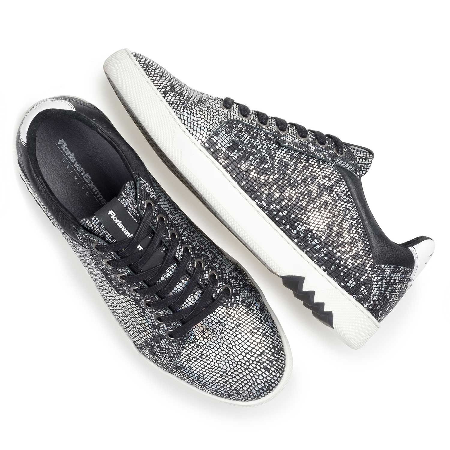 13342/00 - Silver-coloured premium leather lace shoe with metallic print 13342/00 - Silver-coloured premium leather lace shoe with metallic print