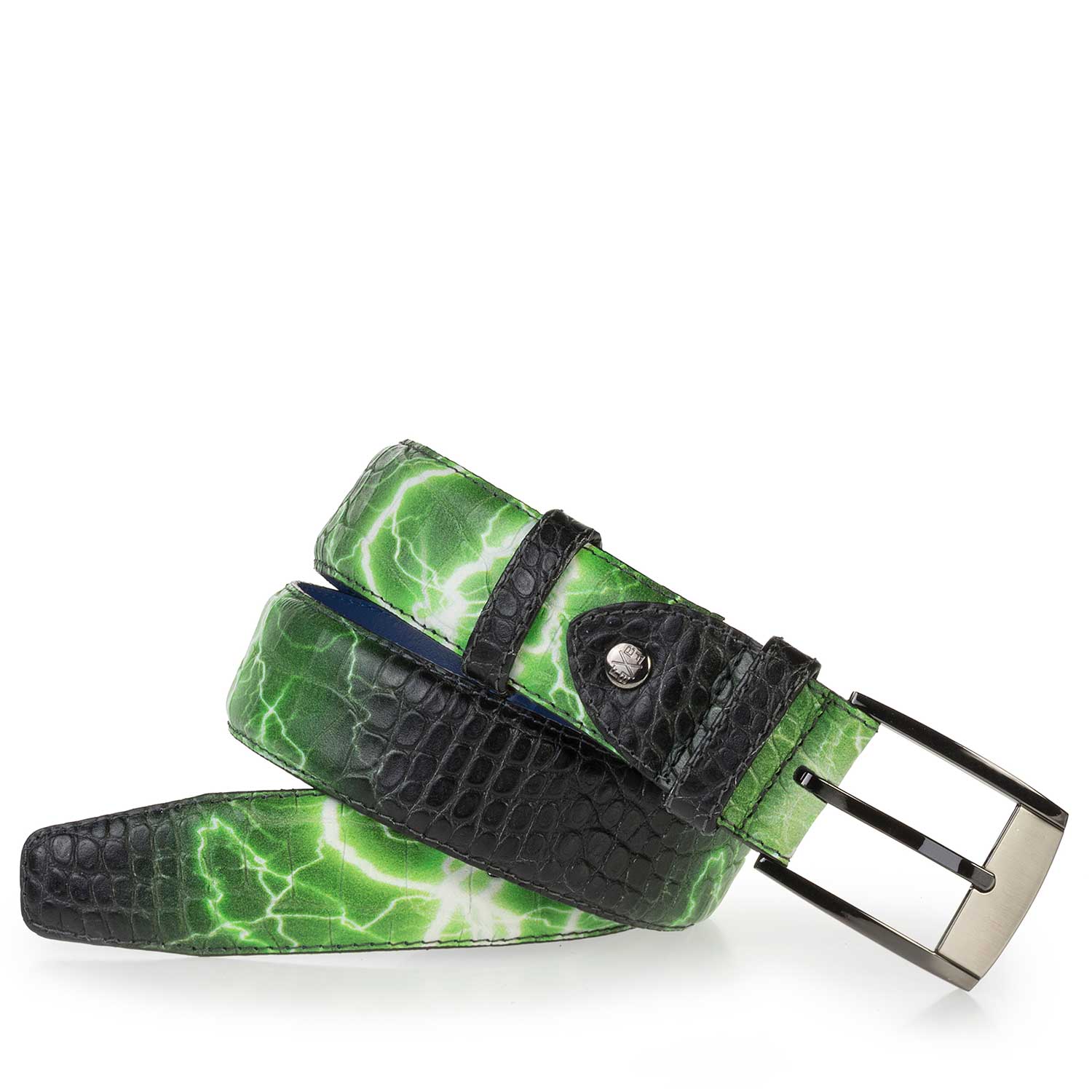 75180/24 - Premium green leather belt with flash print 75180/24 - Premium green leather belt with flash print