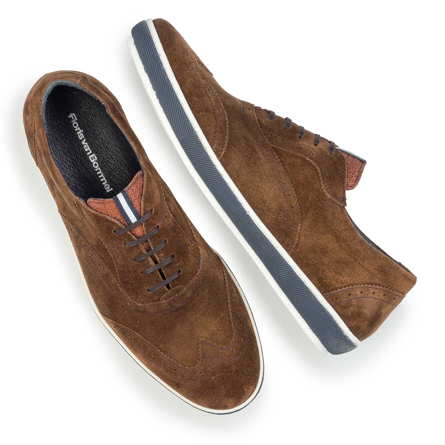 19036/40 - Brown brogue suede leather sneaker 19036/40 - Brown brogue suede leather sneaker