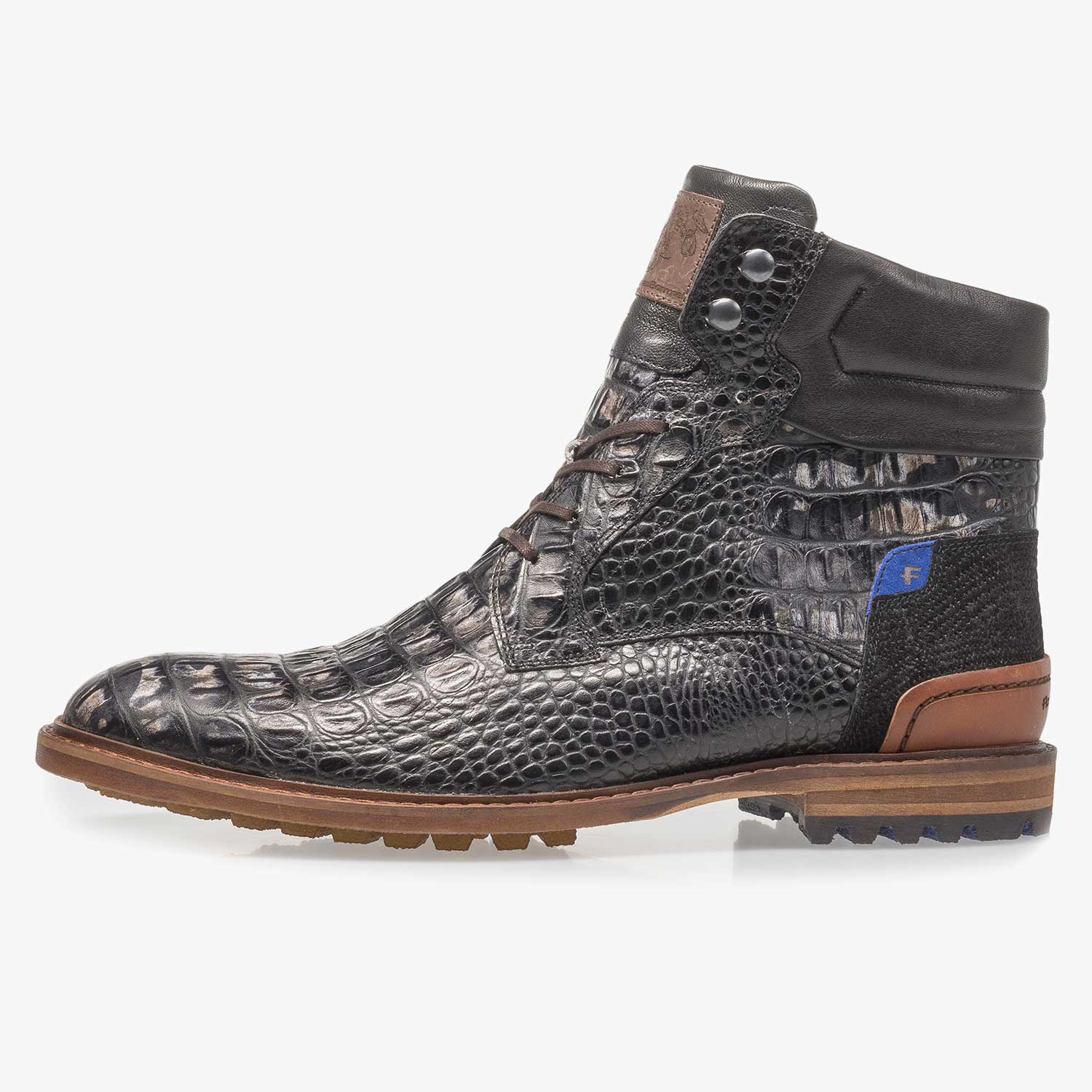 Black leather lace boot 10234/17 | Floris van Bommel Official®