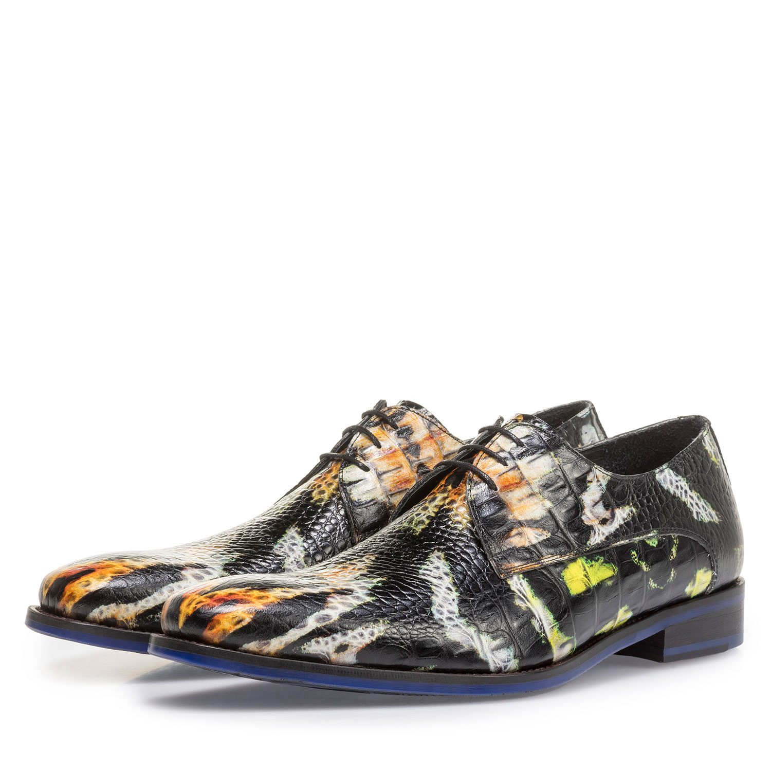 18204/01 - Premium orange and yellow leather lace shoe 18204/01 - Premium orange and yellow leather lace shoe
