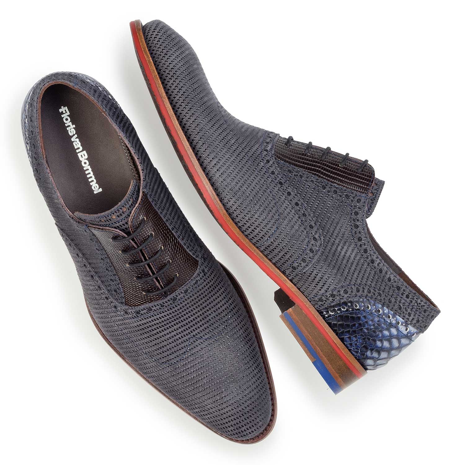 19114/05 - Dark grey patterned lace shoe made of suede leather 19114/05 - Dark grey patterned lace shoe made of suede leather