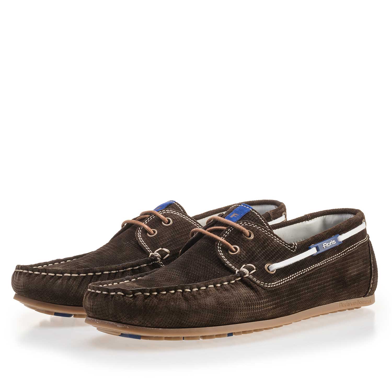 15035/01 - Green, patterned suede leather boat shoe 15035/01 - Green, patterned suede leather boat shoe