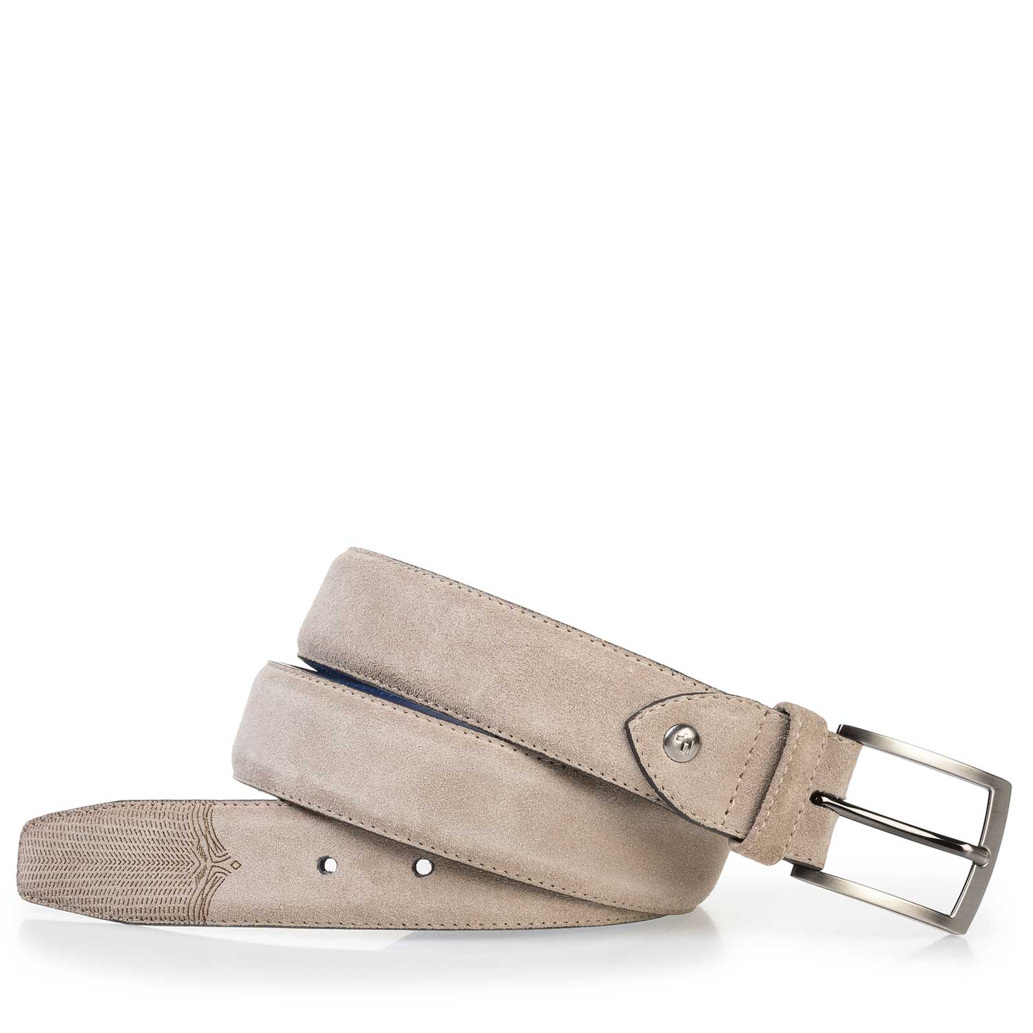 75197/04 - Taupe-coloured calf suede leather belt 75197/04 - Taupe-coloured calf suede leather belt