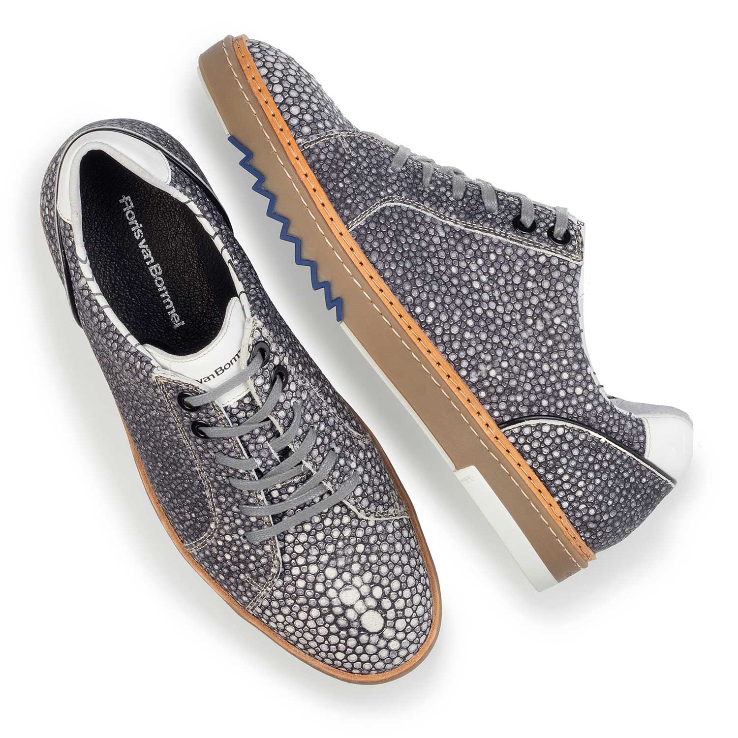 14057/00 - Grey, patterned leather sneaker 14057/00 - Grey, patterned leather sneaker