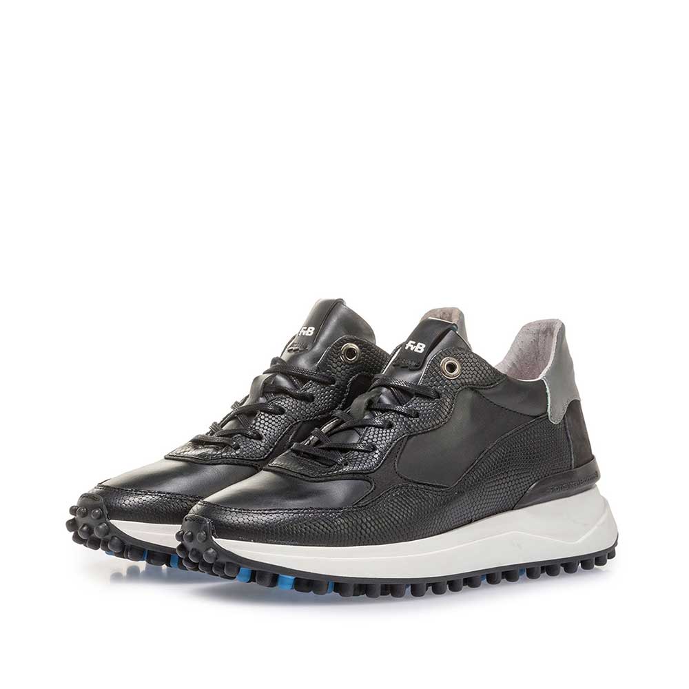 85307/01 - Black leather sneaker with print 85307/01 - Black leather sneaker with print