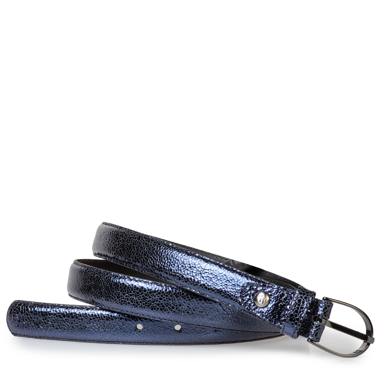 75813/59 - Dark blue leather belt with metallic print 75813/59 - Dark blue leather belt with metallic print