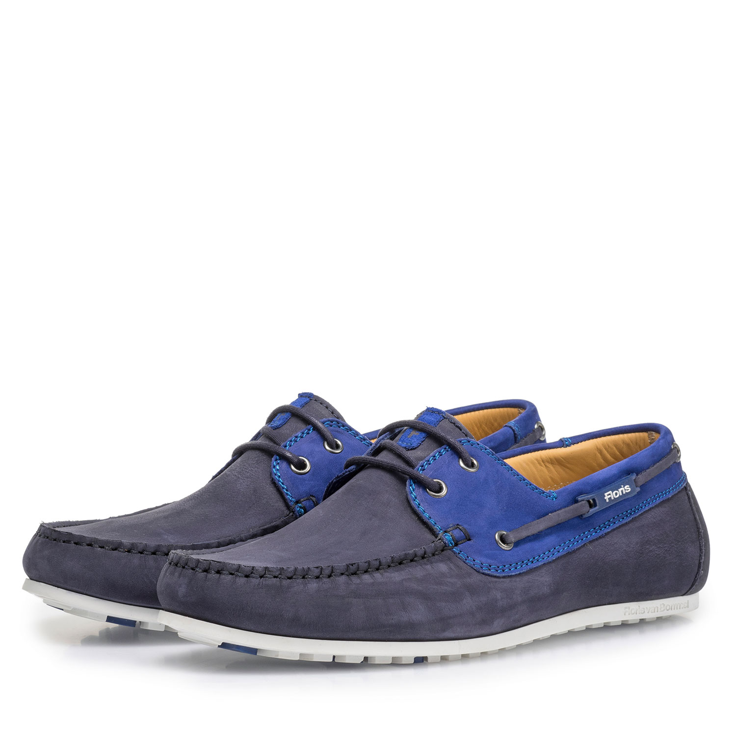 Blue nubuck leather boat shoe 15035/12 | Floris van Bommel Official®