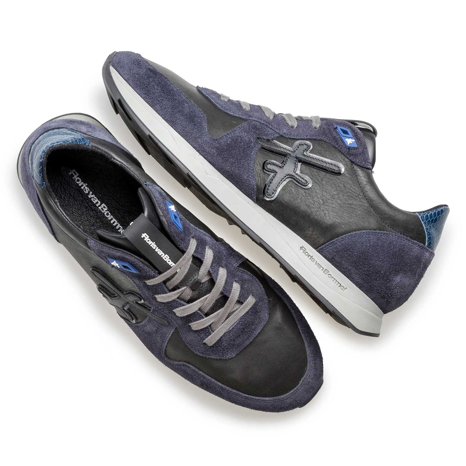 16226/07 - Nappa leather sneaker with blue suede leather accents 16226/07 - Nappa leather sneaker with blue suede leather accents