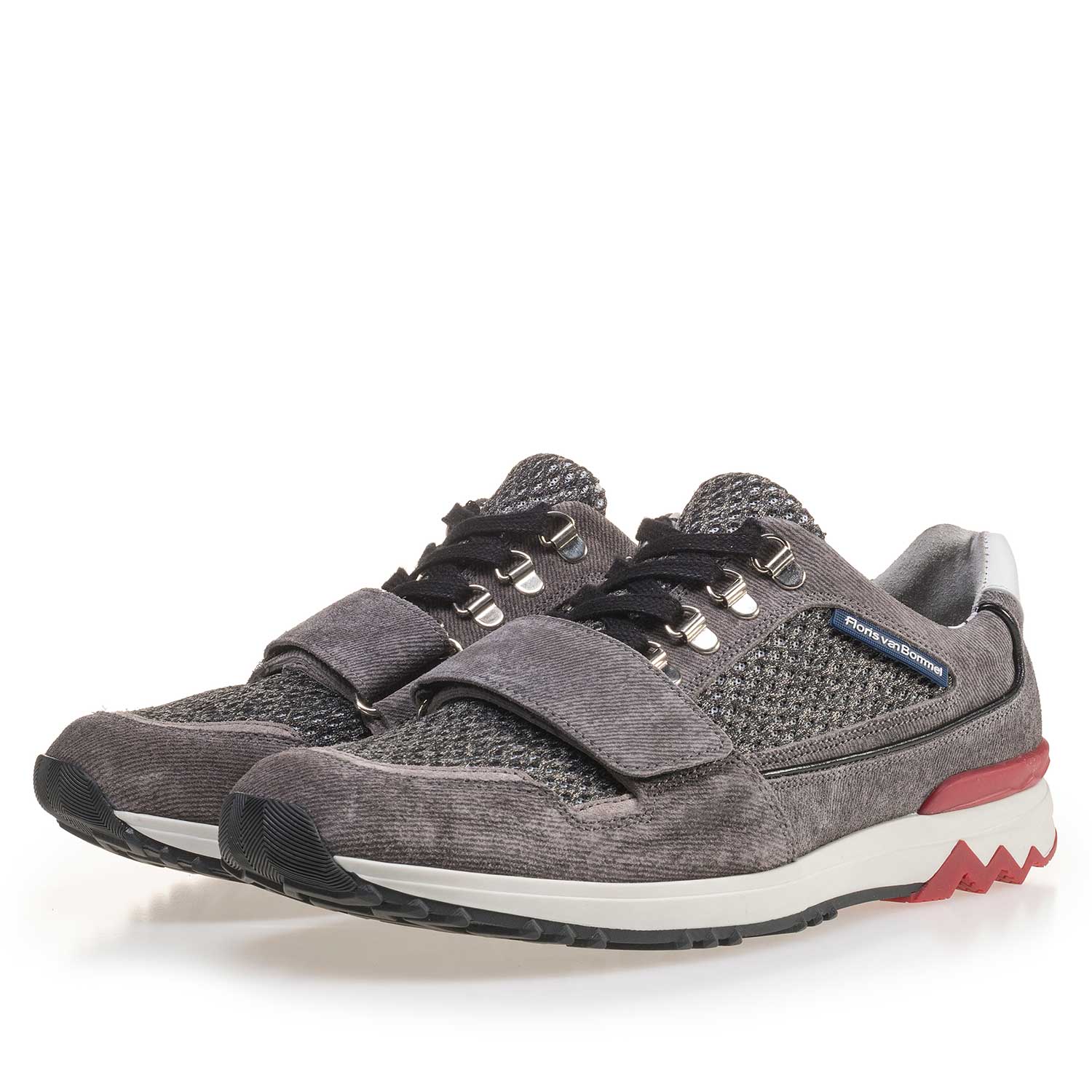 16221/04 - Premium grey suede leather sneaker with velcro fastening 16221/04 - Premium grey suede leather sneaker with velcro fastening