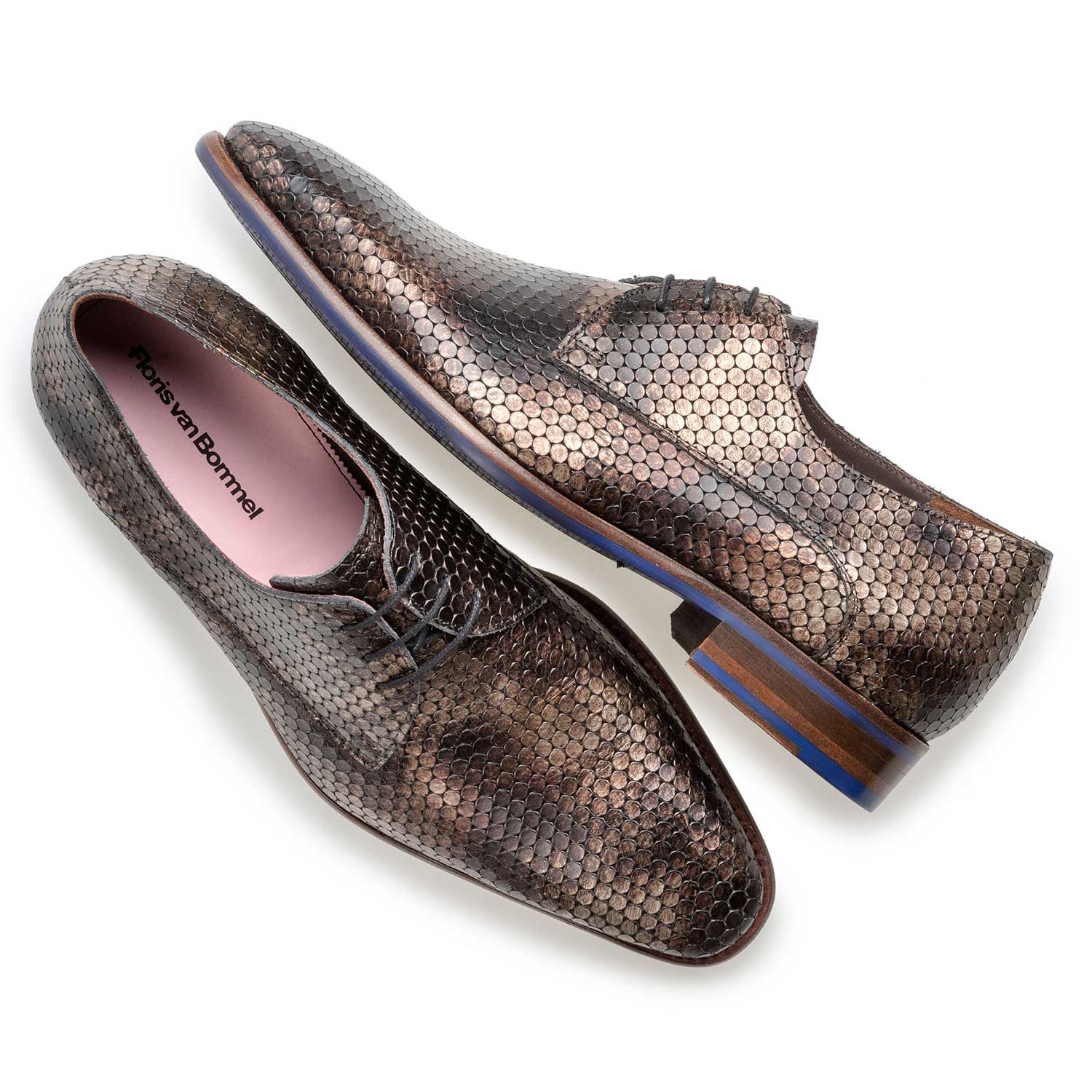 18080/03 - Brown metallic print leather lace shoe 18080/03 - Brown metallic print leather lace shoe