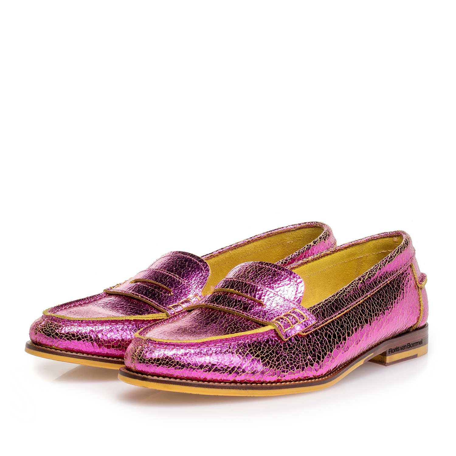 85409/10 - Pink metallic leather loafer with craquelé effect 85409/10 - Pink metallic leather loafer with craquelé effect