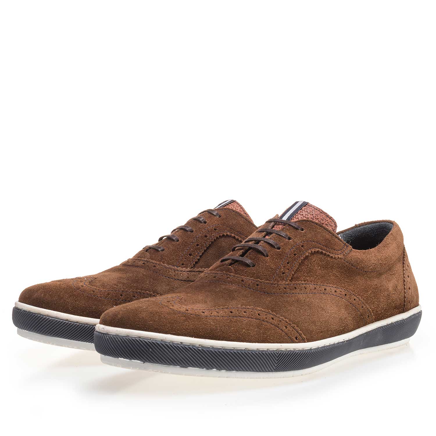 19036/40 - Brown brogue suede leather sneaker 19036/40 - Brown brogue suede leather sneaker