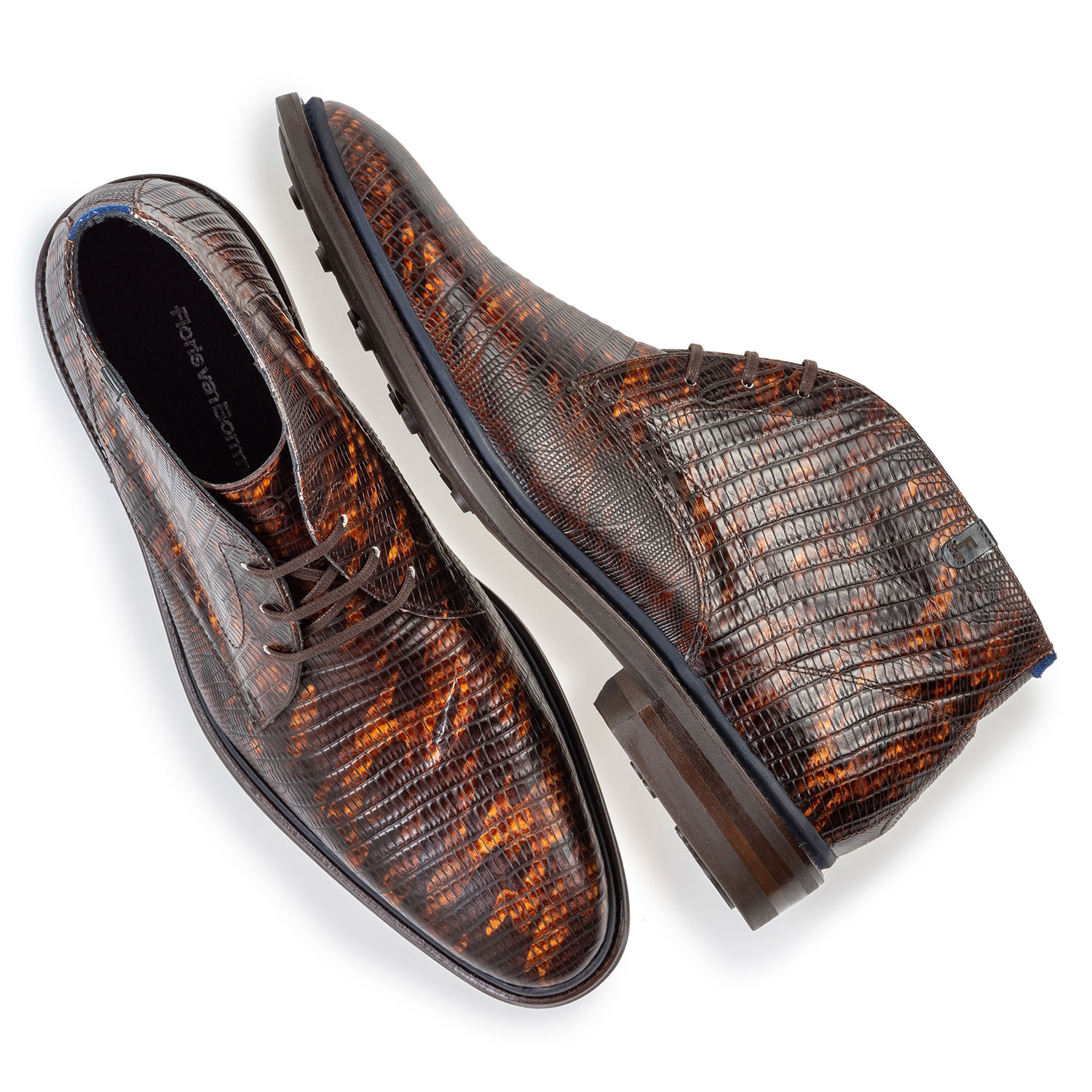 10667/08 - Lace boot lizard print cognac 10667/08 - Lace boot lizard print cognac