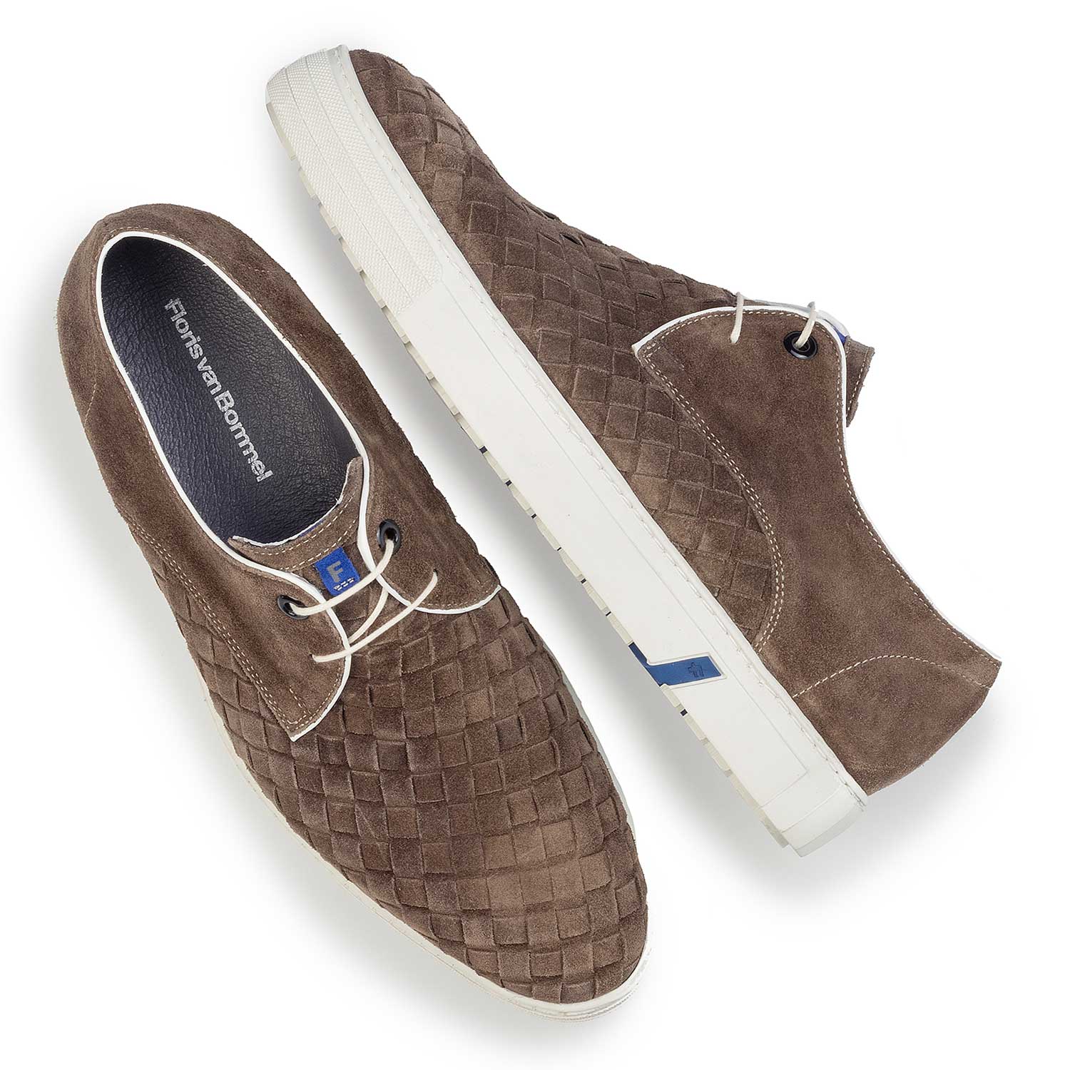 14451/05 - Taupe-coloured lace shoe made of braided leather 14451/05 - Taupe-coloured lace shoe made of braided leather