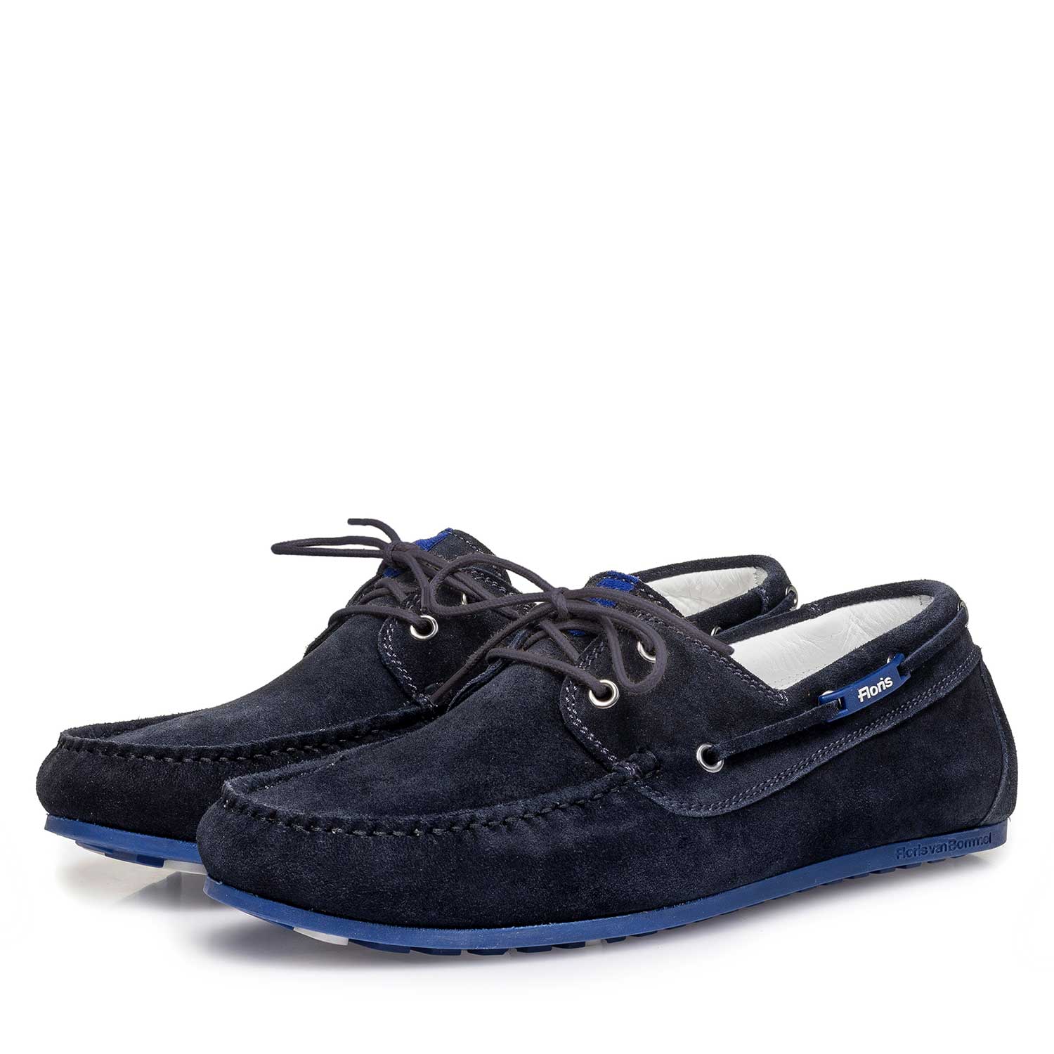 Blue slightly buffed suede sailing shoe 15035/08 | Floris van Bommel®