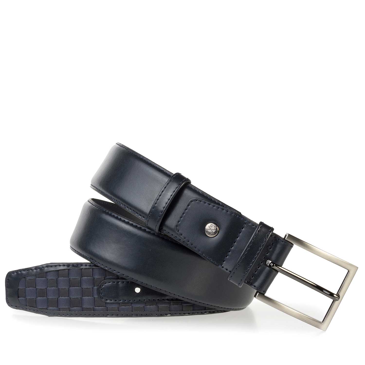 75159/06 - Premium dark blue braided leather belt 75159/06 - Premium dark blue braided leather belt