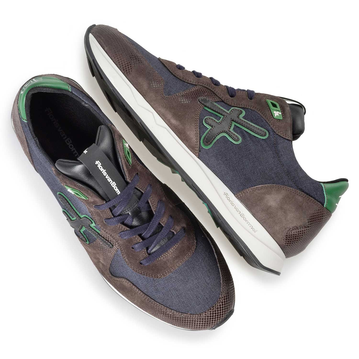 16226/03 - Blue/ Green canvas sneaker with green accents 16226/03 - Blue/ Green canvas sneaker with green accents