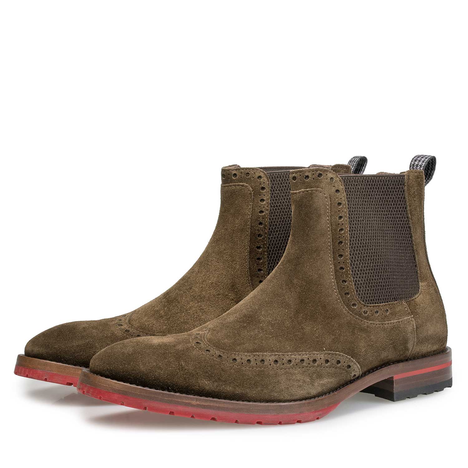 10329/05 - Brown/olive green calf suede leather Chelsea boot 10329/05 - Brown/olive green calf suede leather Chelsea boot