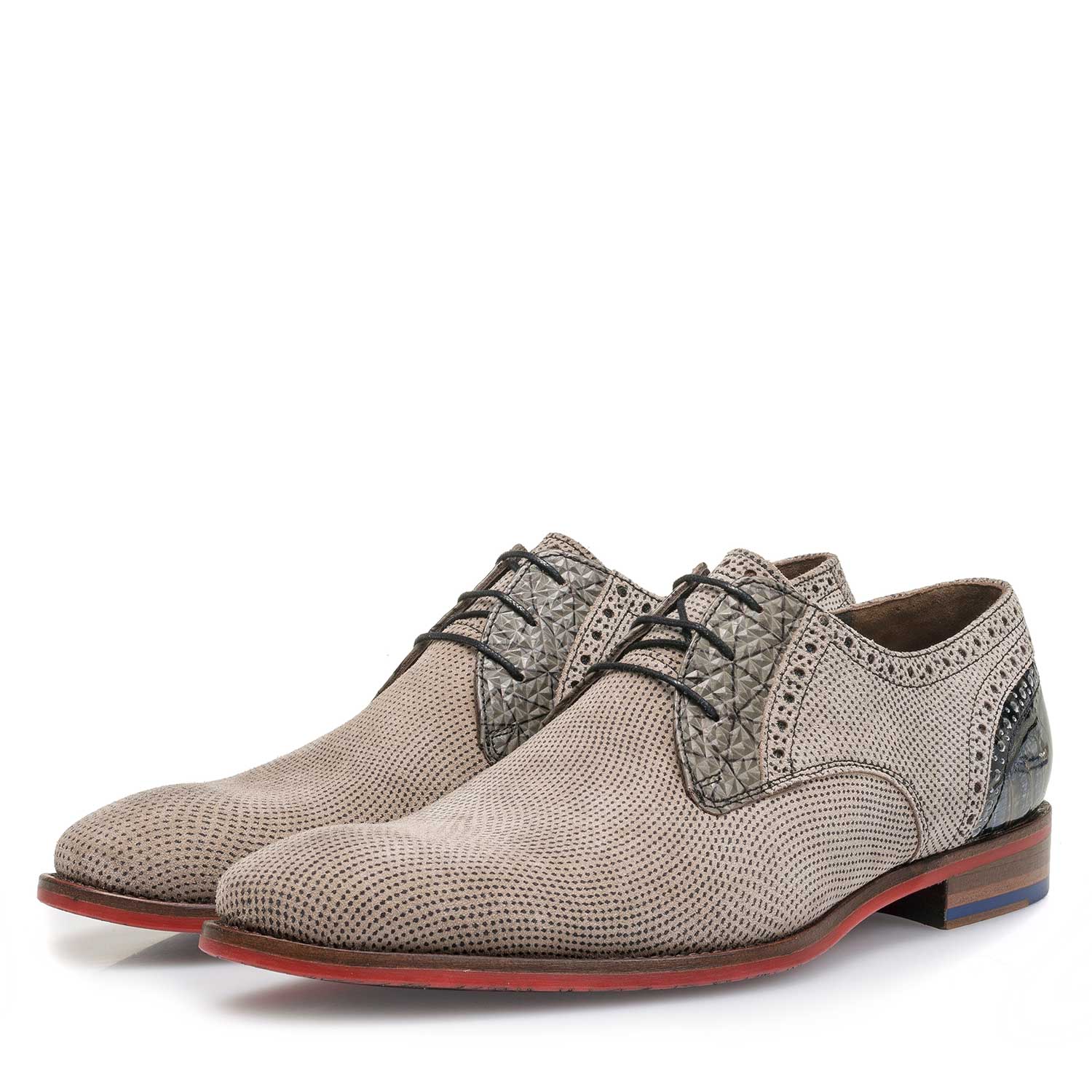 Taupe-coloured suede leather lace shoe 18104/02 | Floris van Bommel®