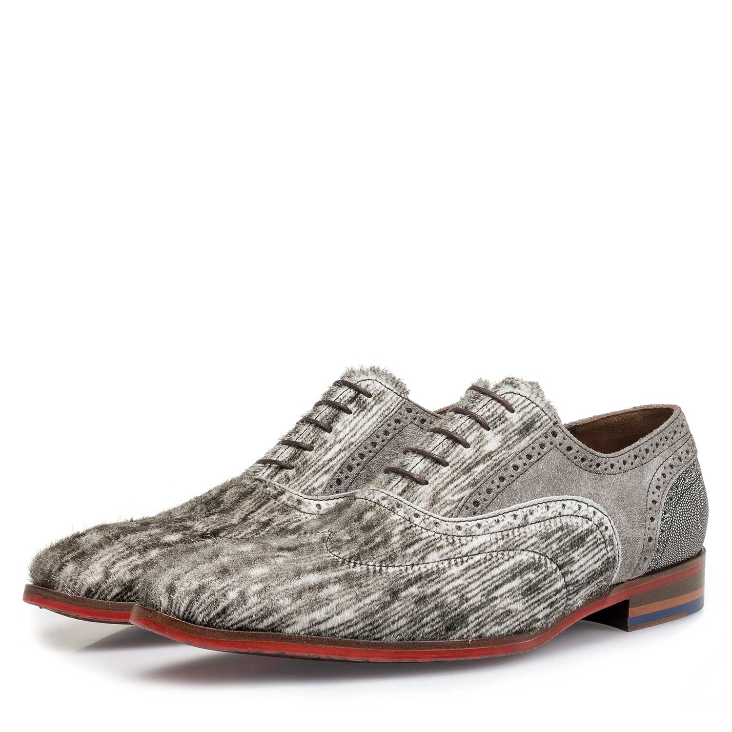 19124/01 - Off-white premium pony hair lace shoe with print 19124/01 - Off-white premium pony hair lace shoe with print