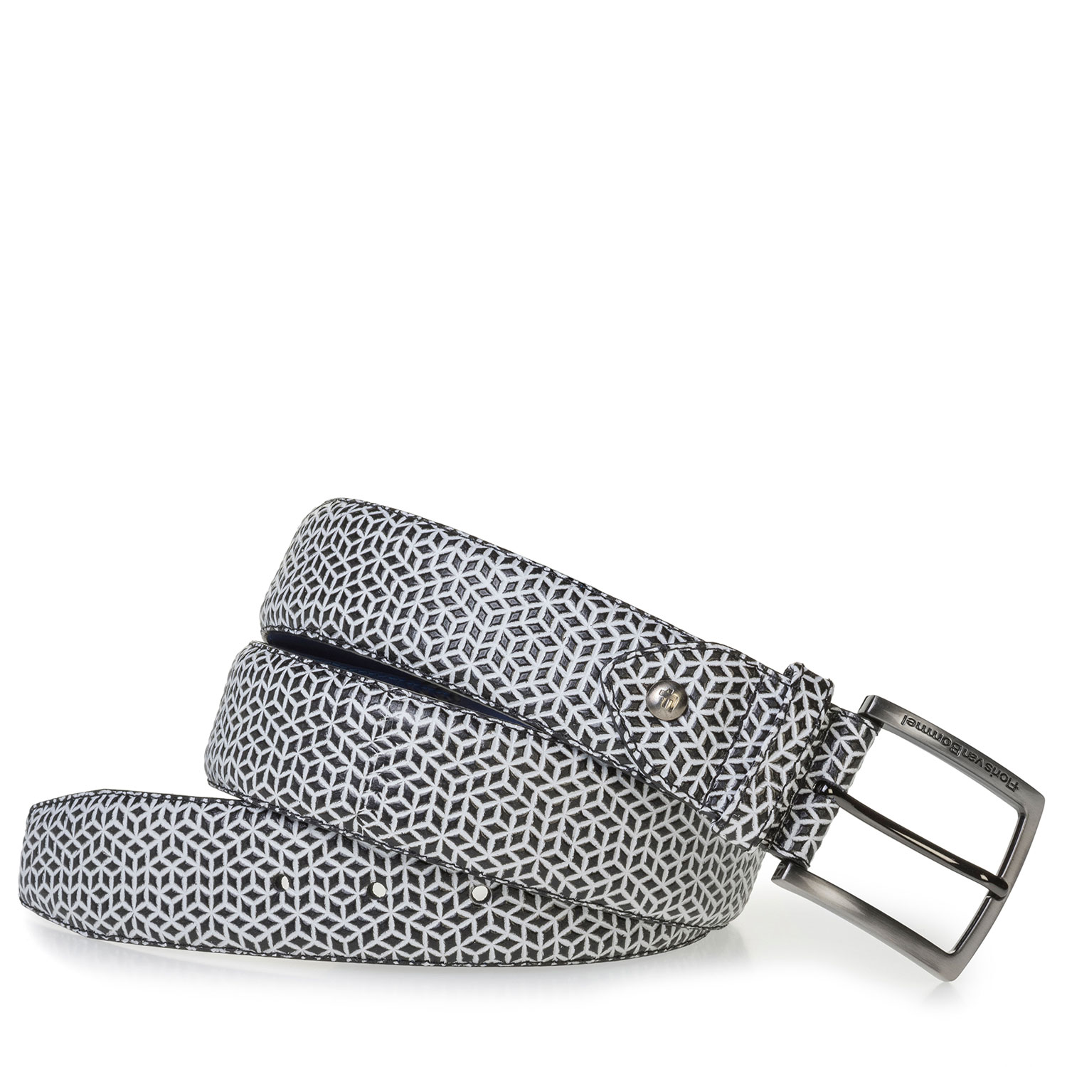 75202/54 - White leather belt with black print 75202/54 - White leather belt with black print