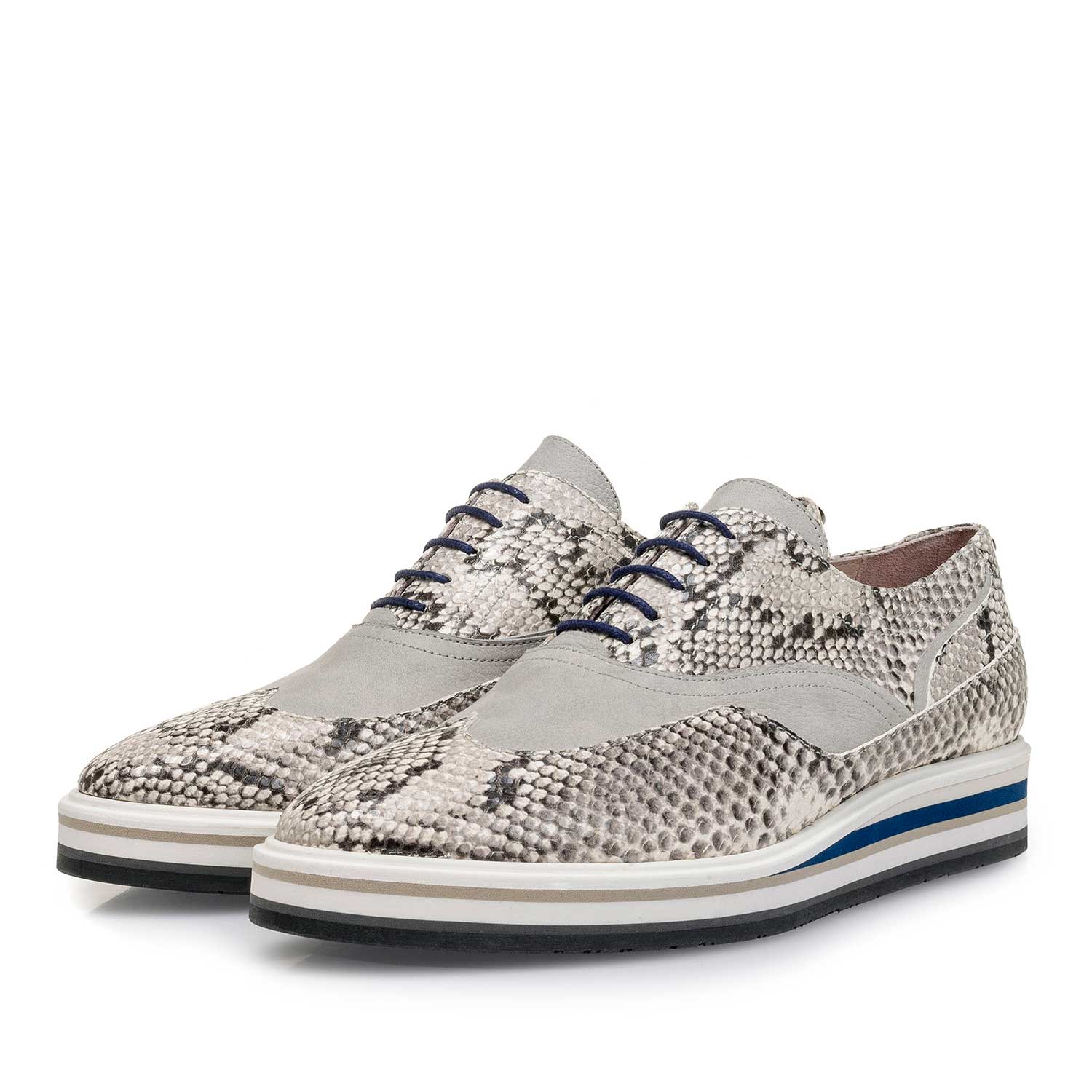 85806/00 - White snake print leather lace shoe 85806/00 - White snake print leather lace shoe