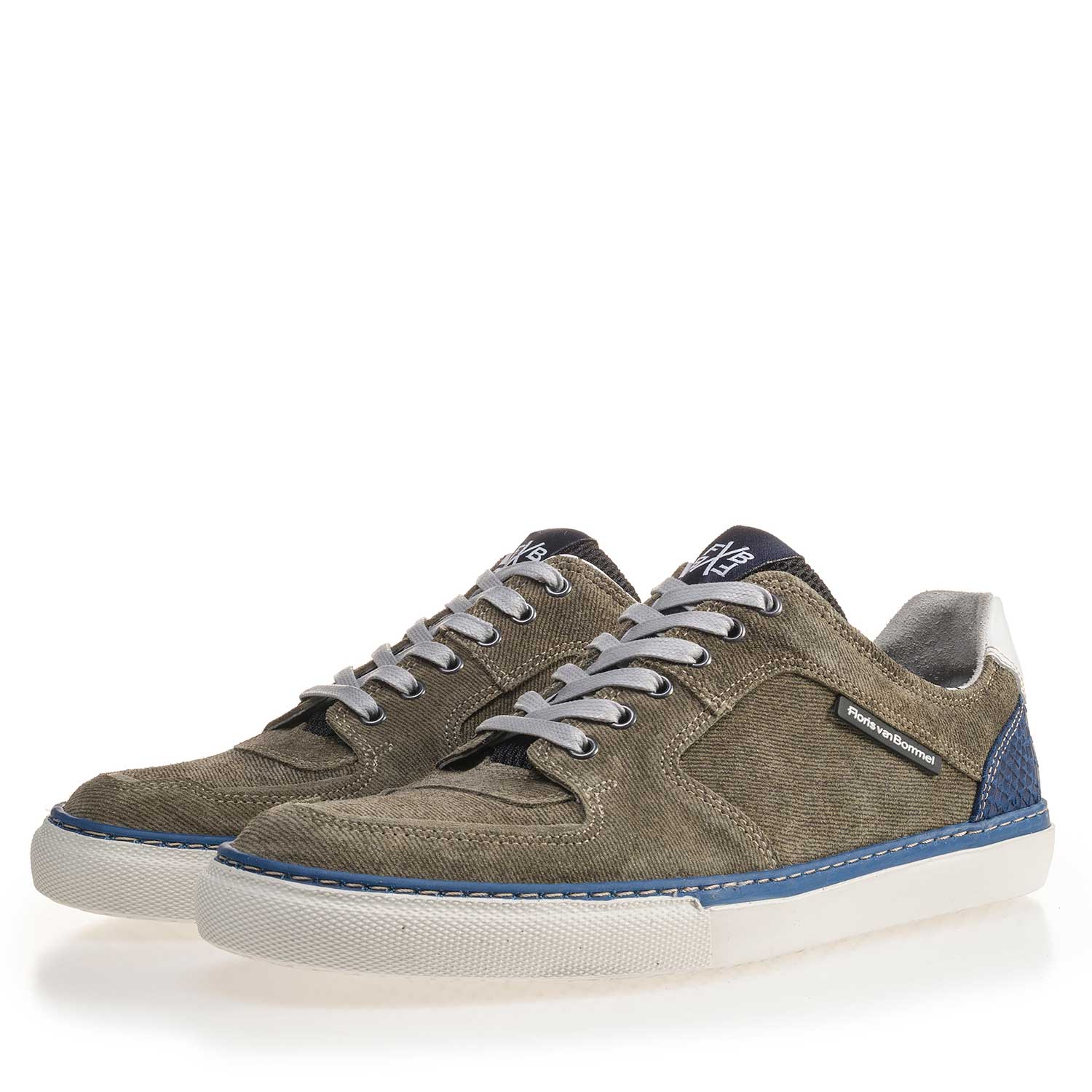 16252/05 - Olive green patterned suede leather sneaker 16252/05 - Olive green patterned suede leather sneaker