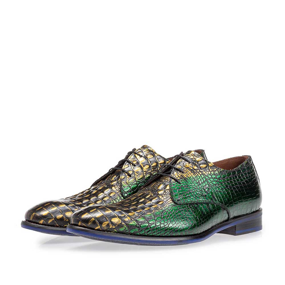 18167/06 - Lace shoe green croco leather 18167/06 - Lace shoe green croco leather