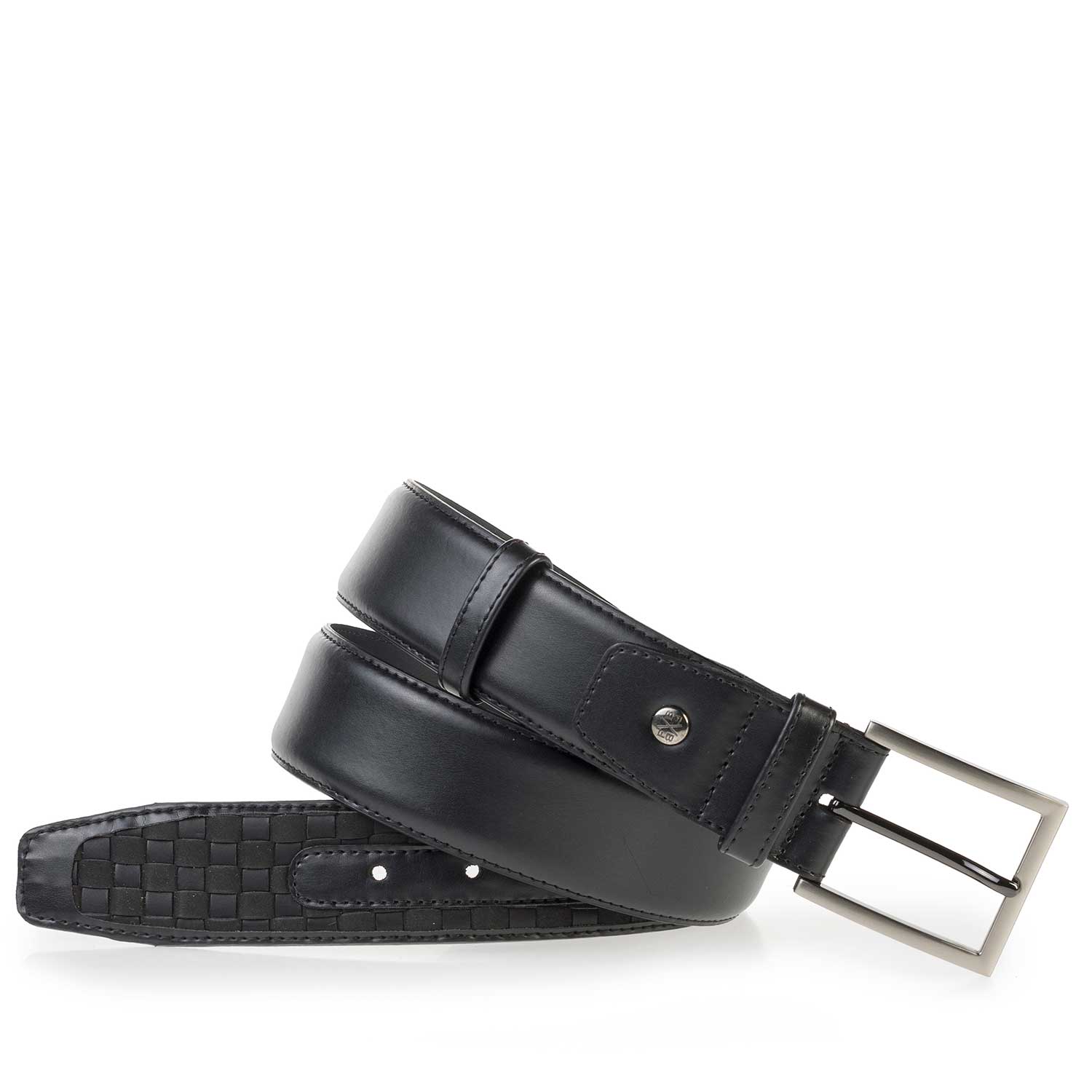 75159/07 - Premium black braided leather belt 75159/07 - Premium black braided leather belt