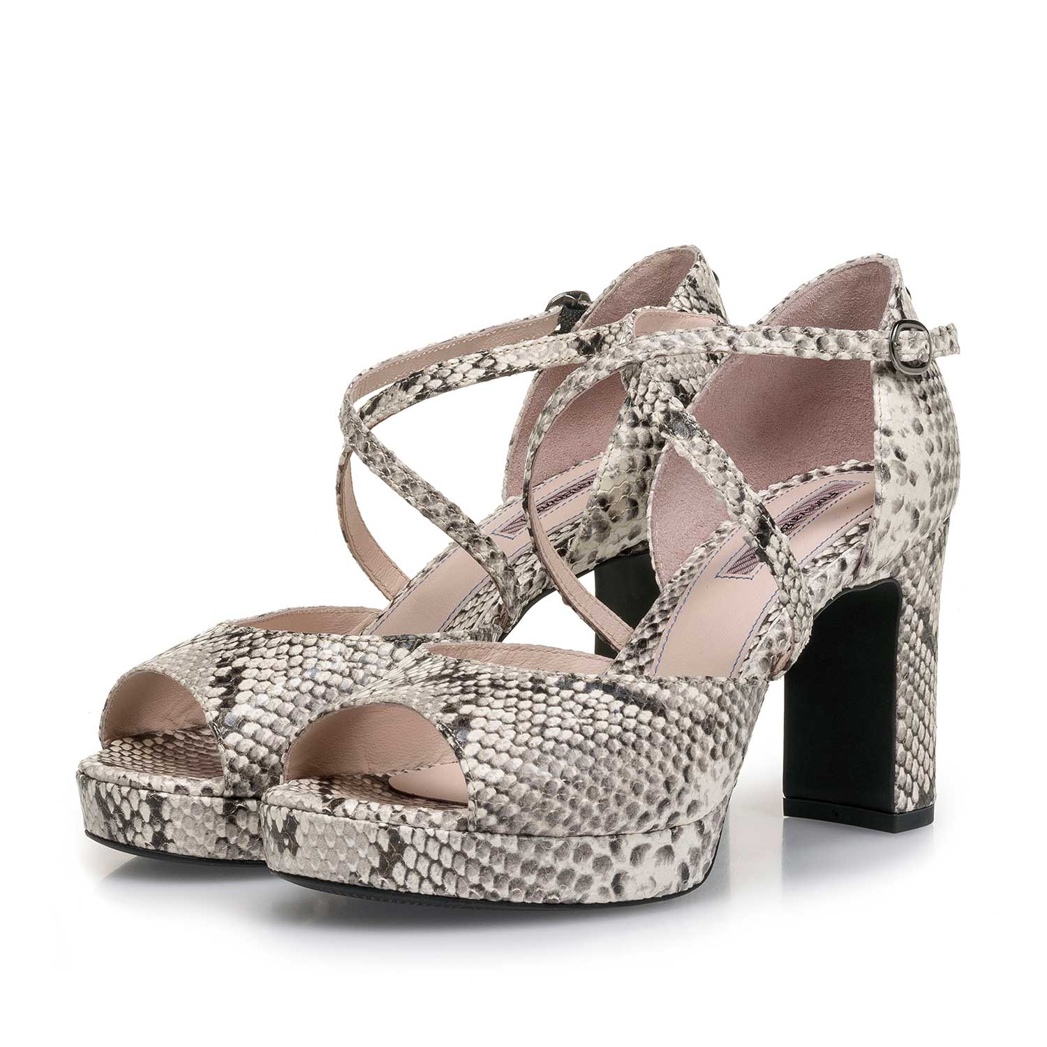 85903/00 - White snake print high-heeled leather sandal 85903/00 - White snake print high-heeled leather sandal