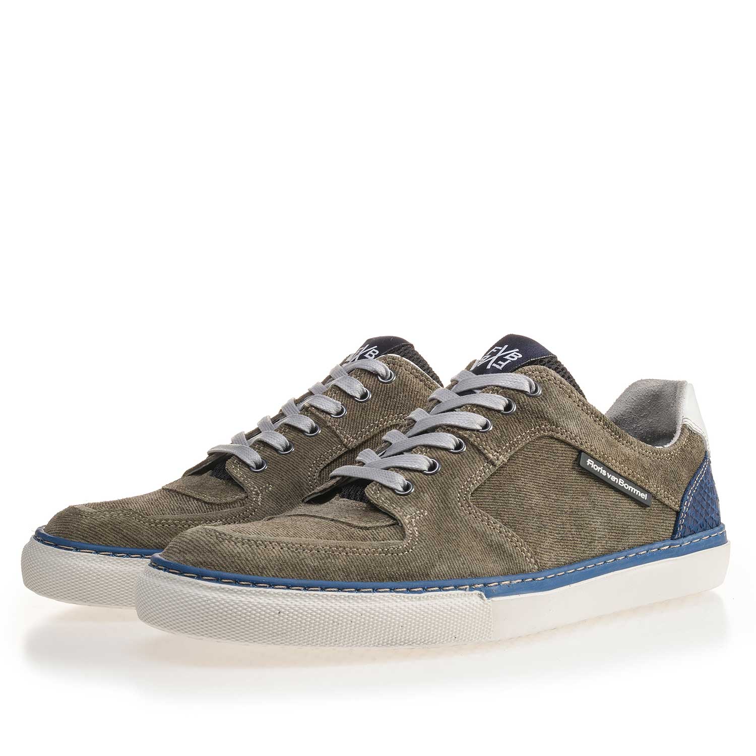 16252/05 - Olive green patterned suede leather sneaker 16252/05 - Olive green patterned suede leather sneaker