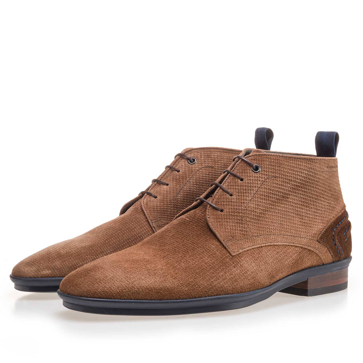 10960/17 - Light brown, patterned suede leather lace boot 10960/17 - Light brown, patterned suede leather lace boot