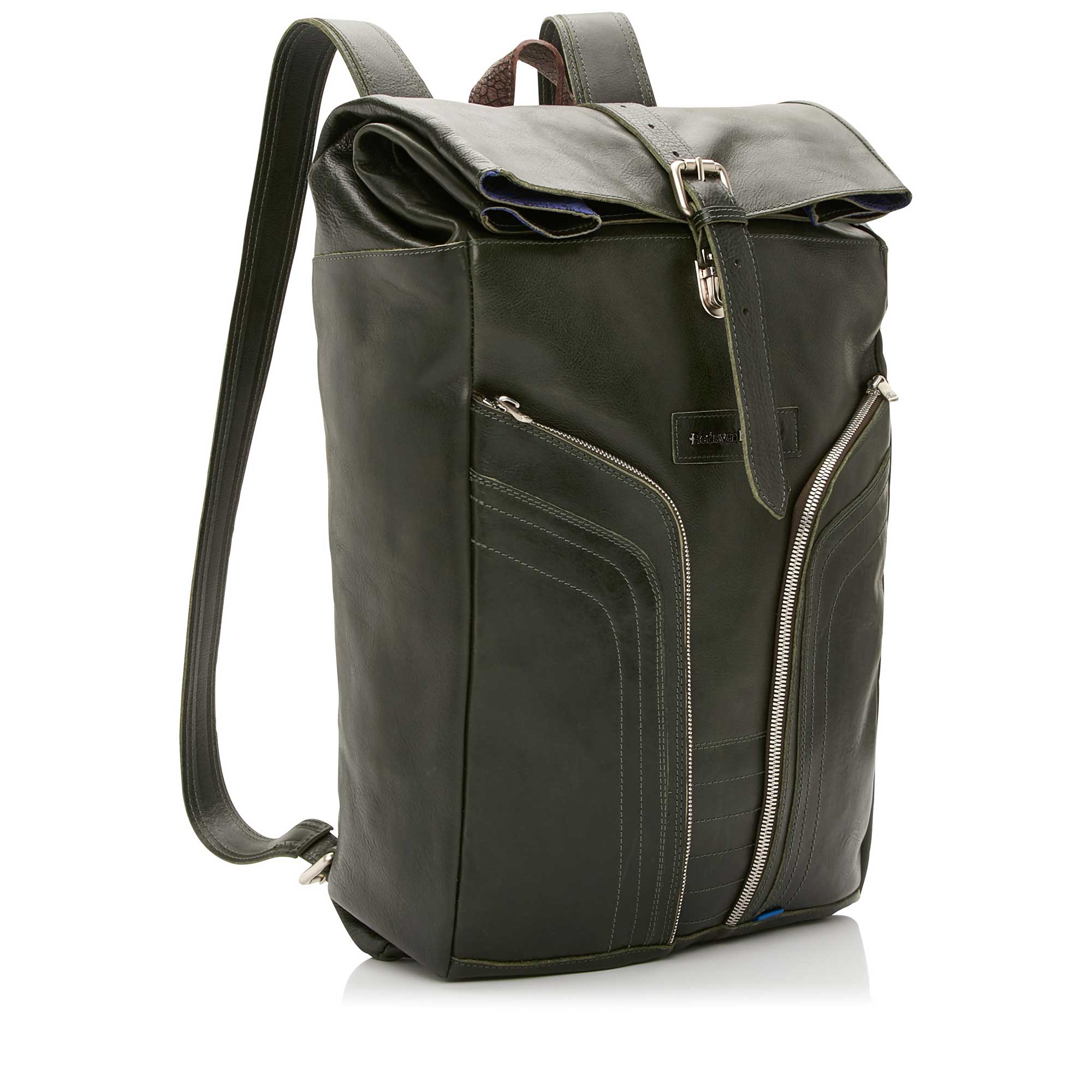 53000/00 - Floris van Bommel green leather backpack 53000/00 - Floris van Bommel green leather backpack