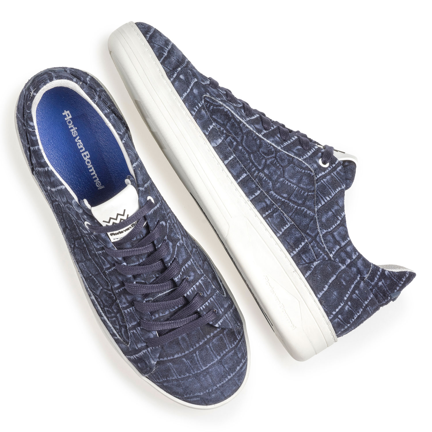 13265/07 - Dark blue sneaker with croco print 13265/07 - Dark blue sneaker with croco print