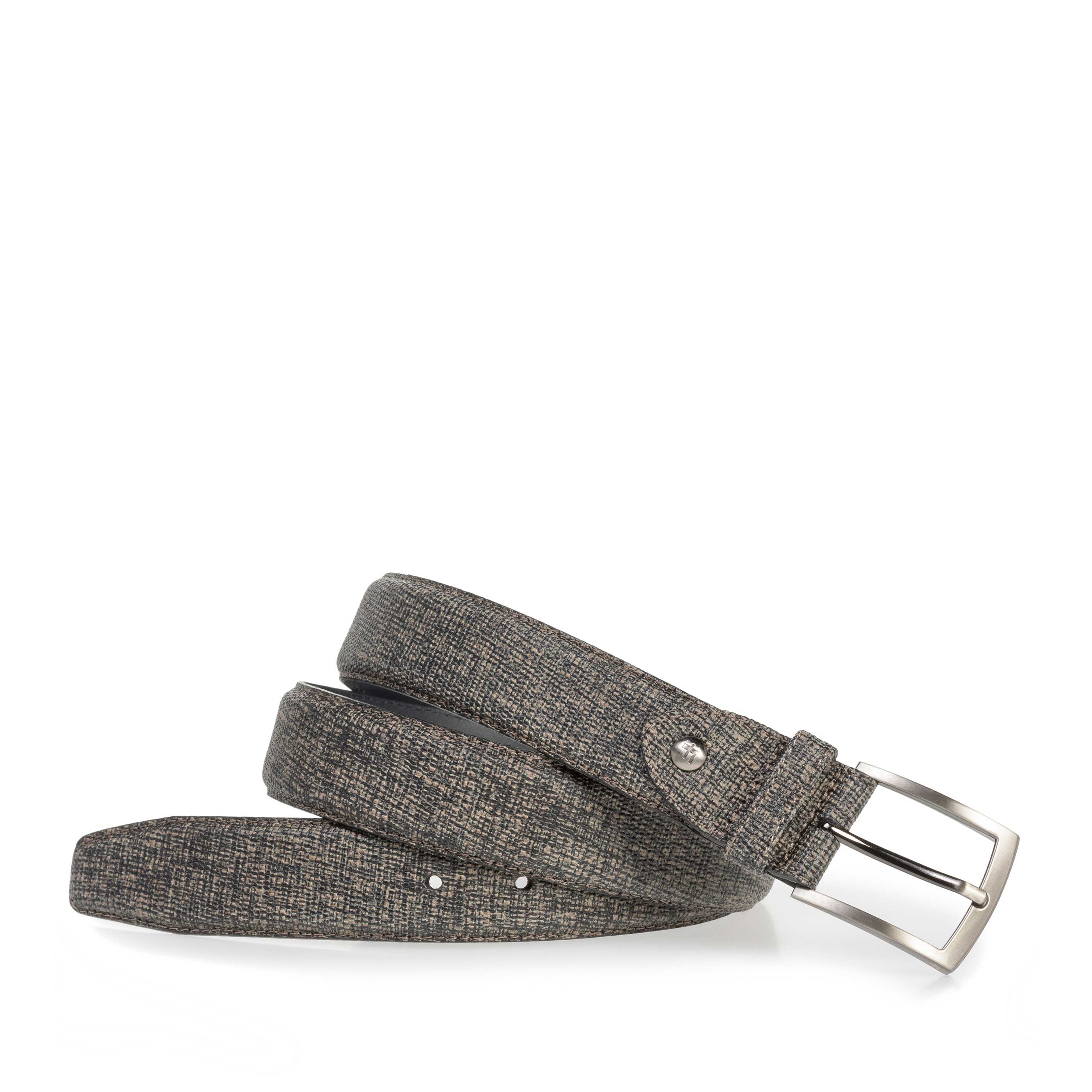 75201/14 - Taupe-coloured leather belt with black print 75201/14 - Taupe-coloured leather belt with black print
