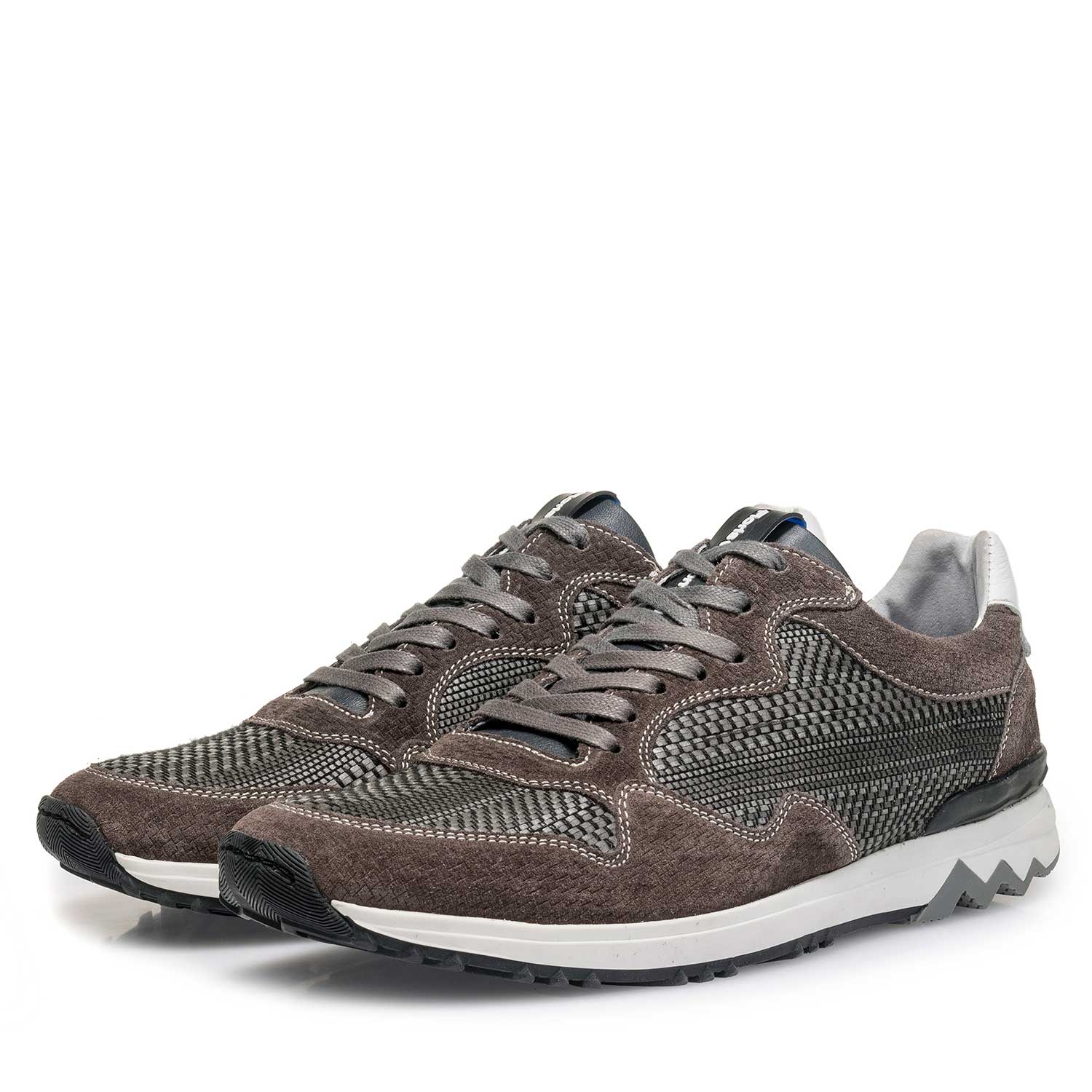 16238/01 - Grey suede leather sneaker with a pattern 16238/01 - Grey suede leather sneaker with a pattern