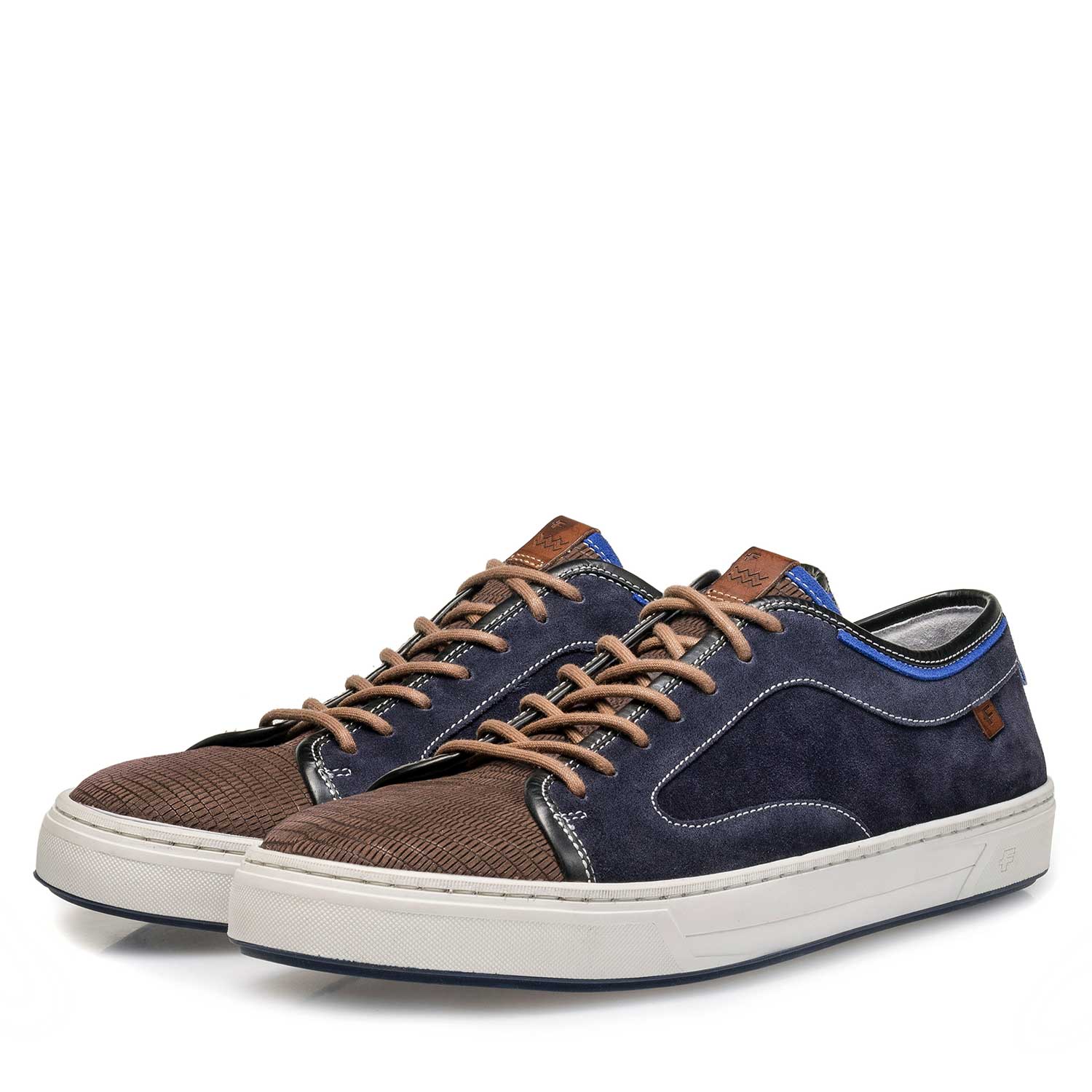 13466/10 - Dark blue calf suede leather sneaker with a lizard print 13466/10 - Dark blue calf suede leather sneaker with a lizard print
