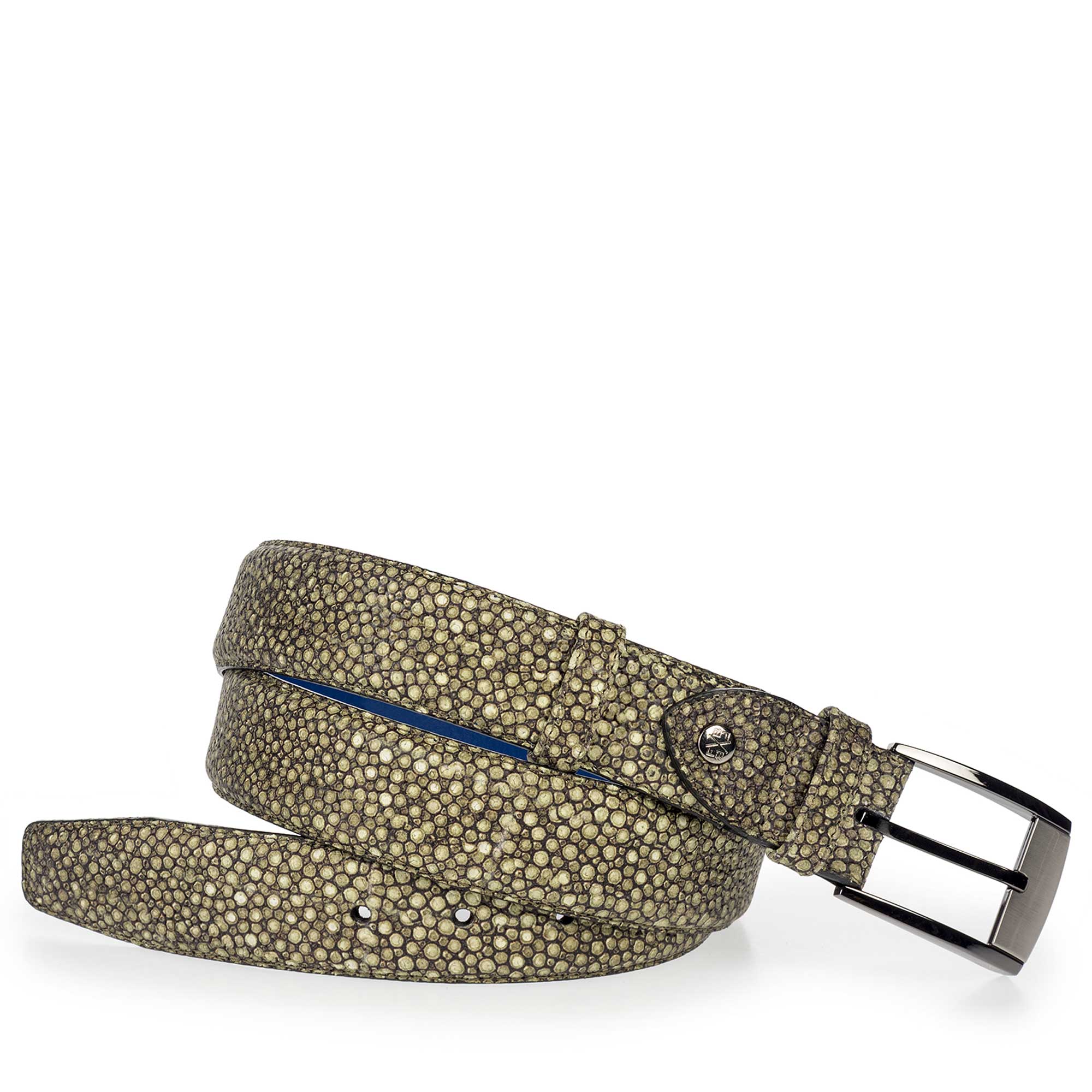 75180/14 - Green, patterned leather belt 75180/14 - Green, patterned leather belt